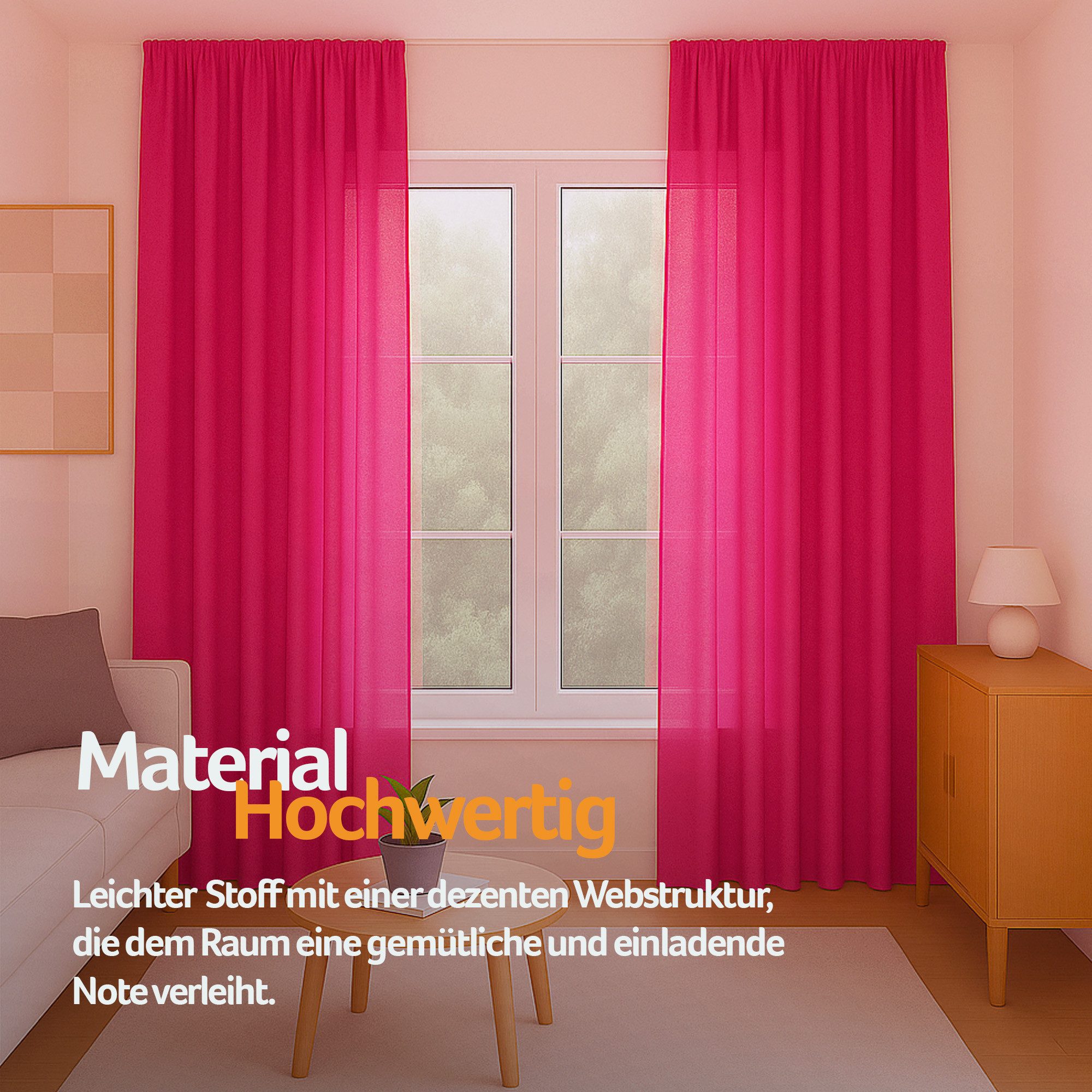 Bestlivings Gardine "Ellen" mit Universalband (2 St), Kräuselband, blickdicht, in moderner Satin-Optik, einfarbig, modern, waschbar bei 30°C