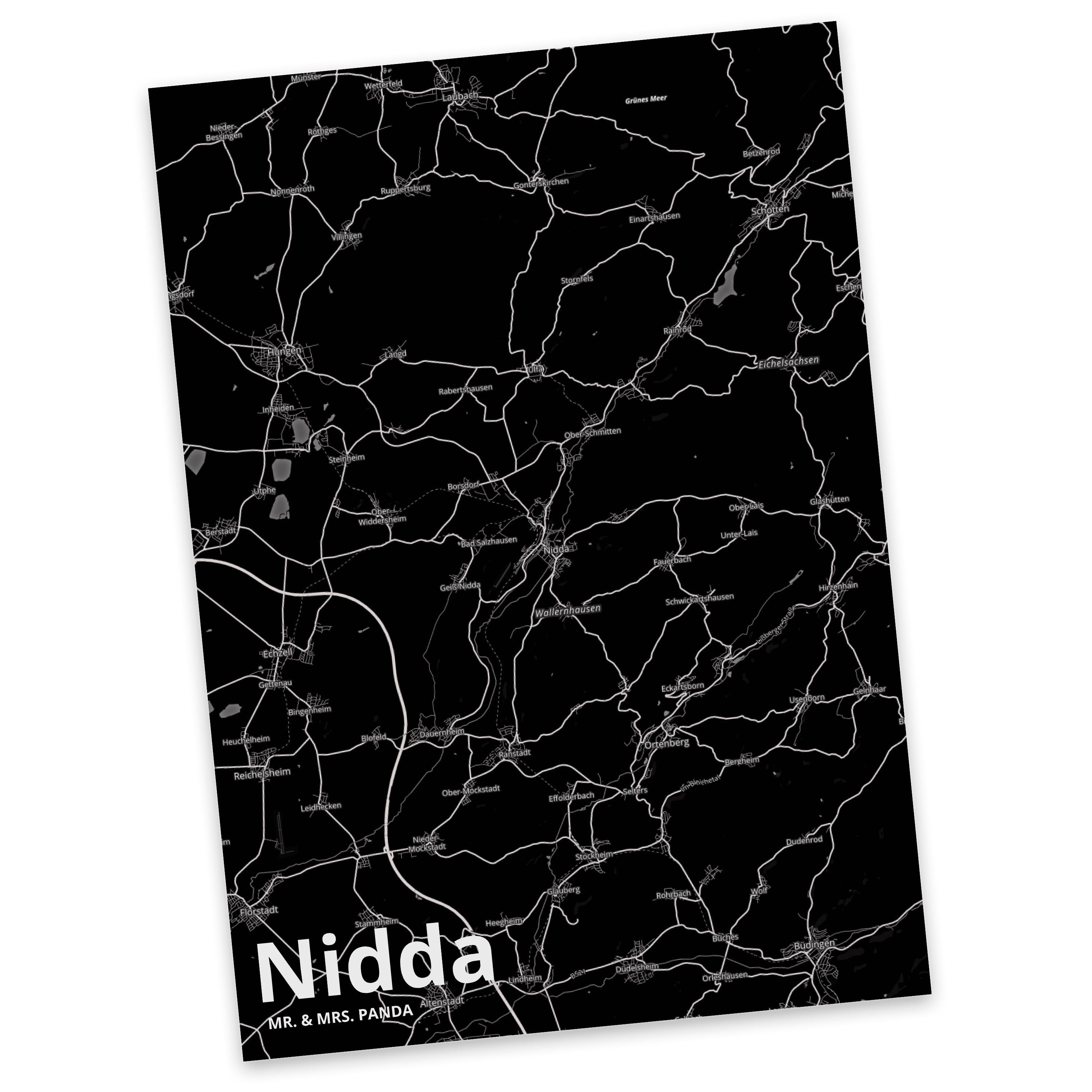 Mr. & Mrs. Panda Postkarte Nidda - Geschenk, Grußkarte, Dankeskarte, Stadt, Dorf, Geburtstagskar