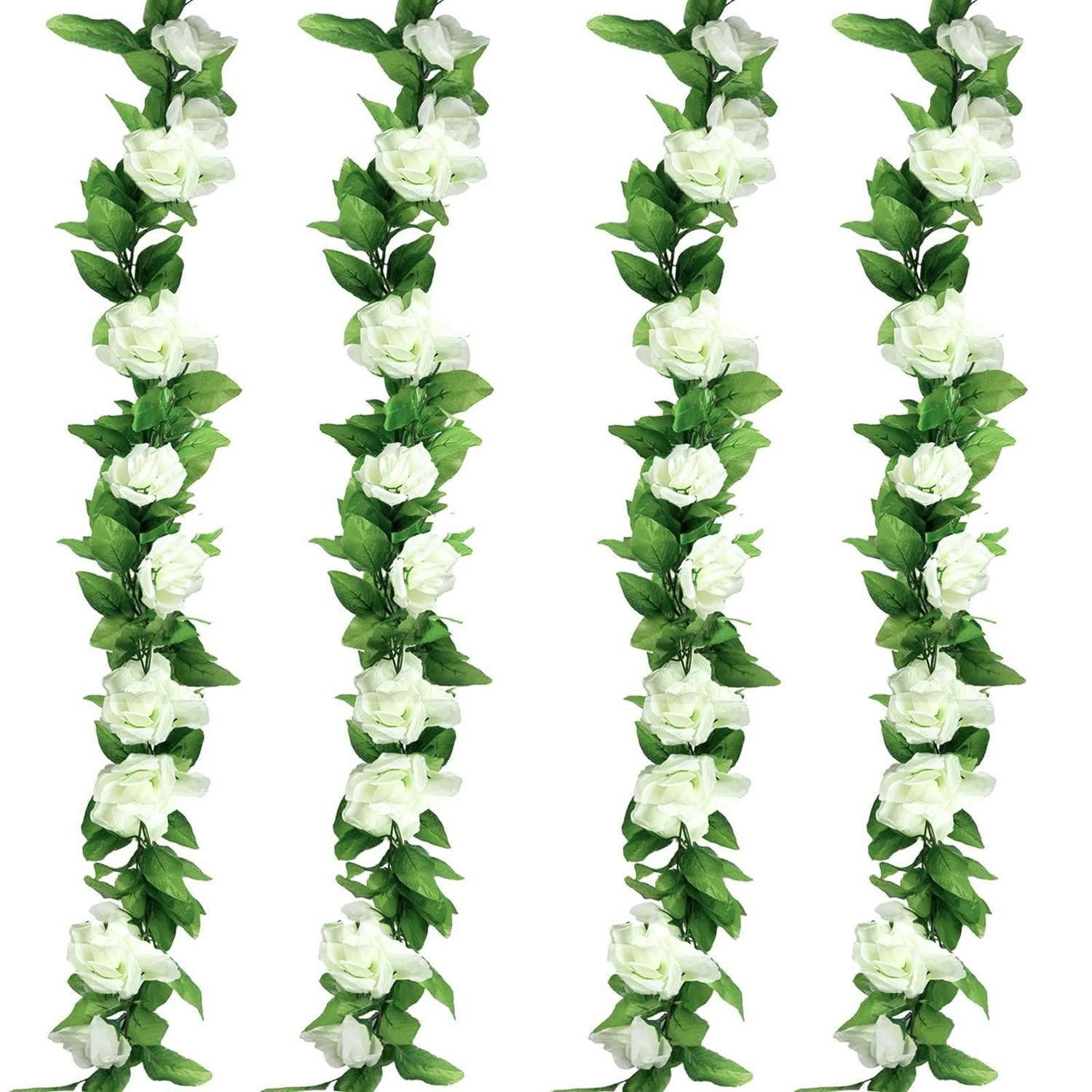 Kunstgirlande Künstliche Blumengirlande 4er Set 245cm Weiß, LuxusKollektion