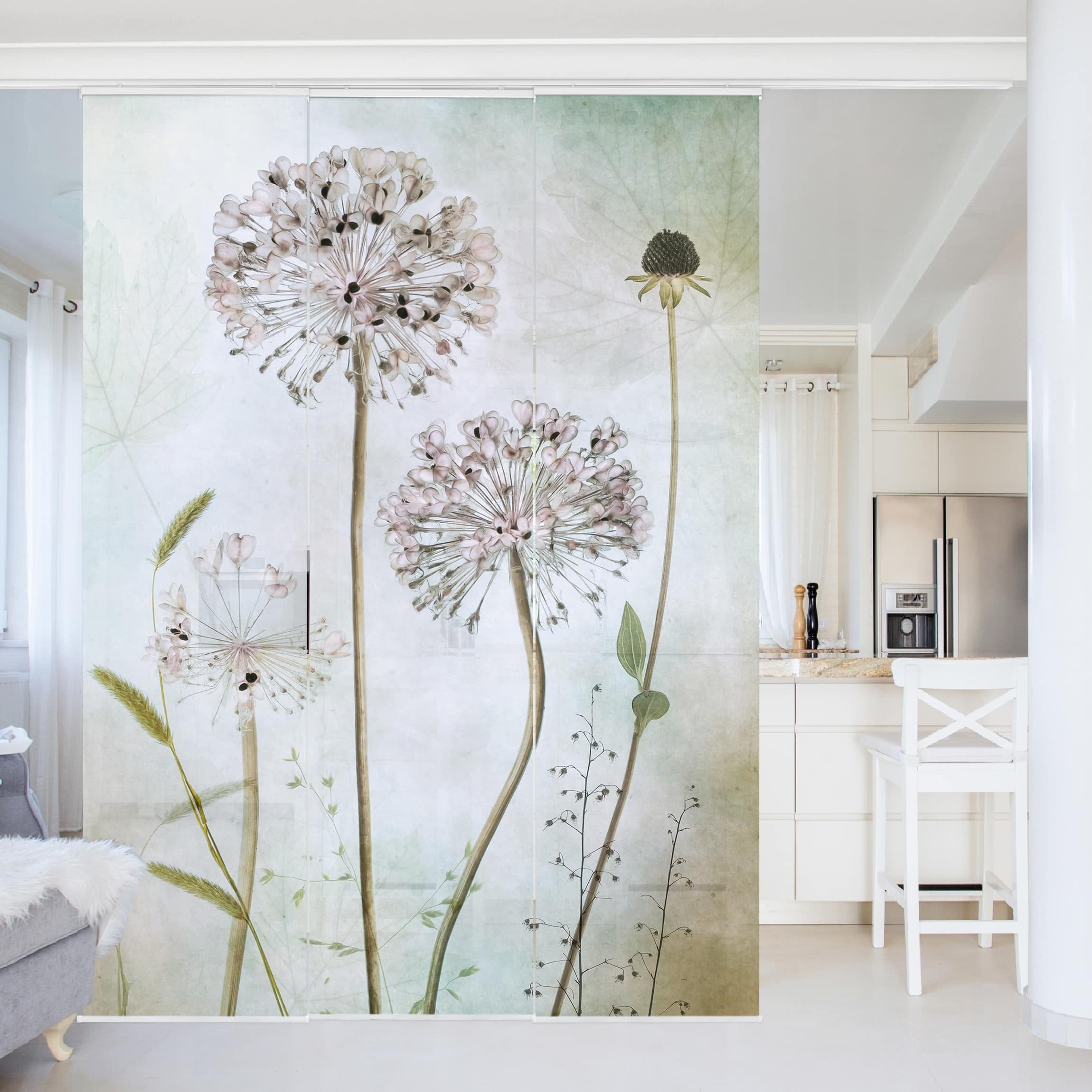 Bilderdepot24 Schiebegardine modern Flächenvorhang blickdicht Lauchblüten günstig online kaufen
