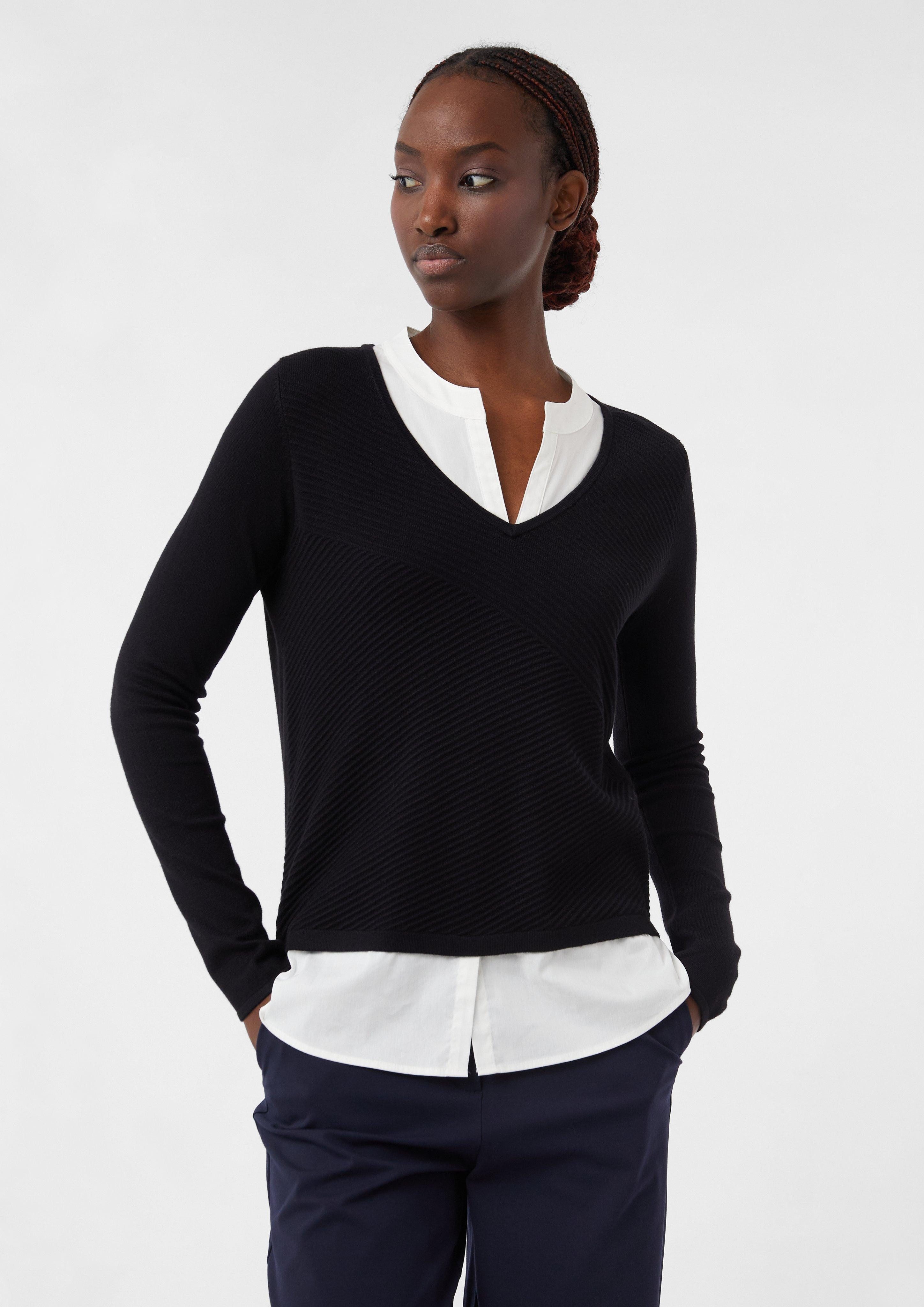 Langarmshirt 2-in-1 Pullover im Layering-Optik