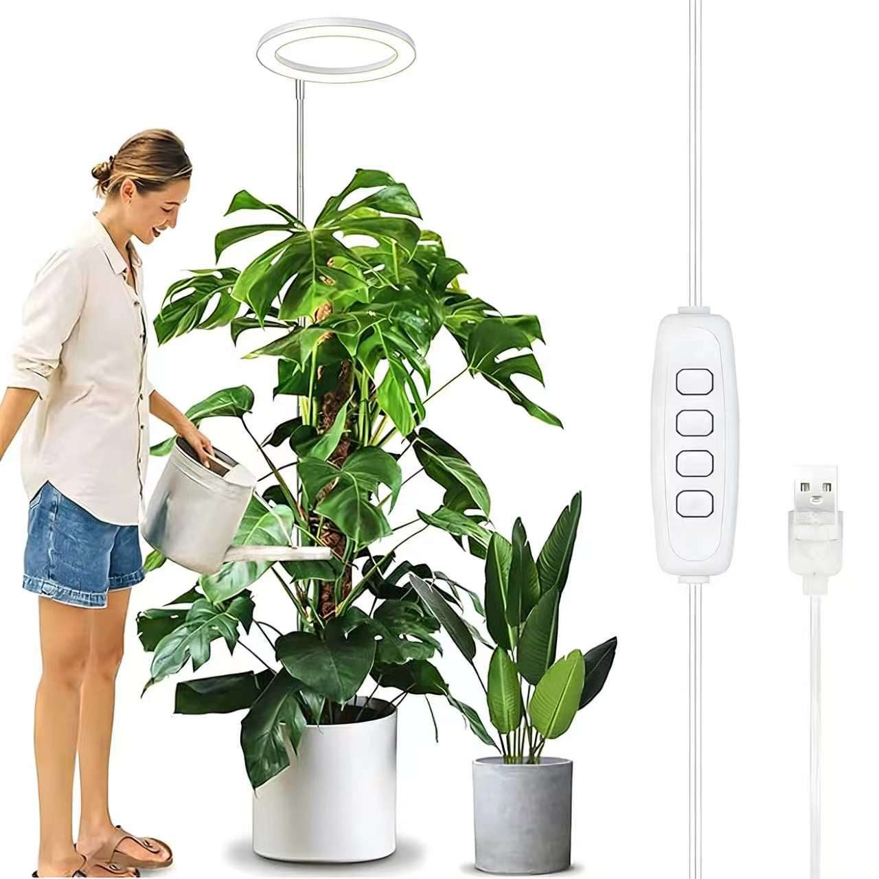 AIMAX Pflanzenlampe 72 LEDs Pflanzenlampe Vollspektrum Bis Zu 152CM Höhe, 3/9/12 Auto-Timer, 10 Helligkeitsstufen, 3 Farbmodi Grow Lampe
