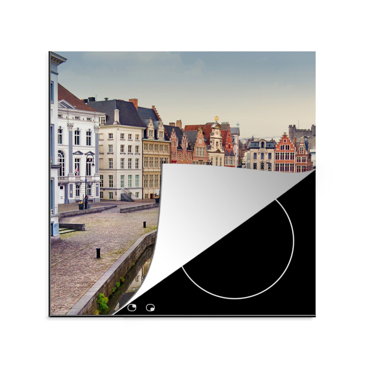 Herdblende-/Abdeckplatte Gent Ceranfeldabdeckung, Belgien Arbeitsplatte tlg), - (1 Wasser, 78x78 für MuchoWow cm, - Vinyl, küche