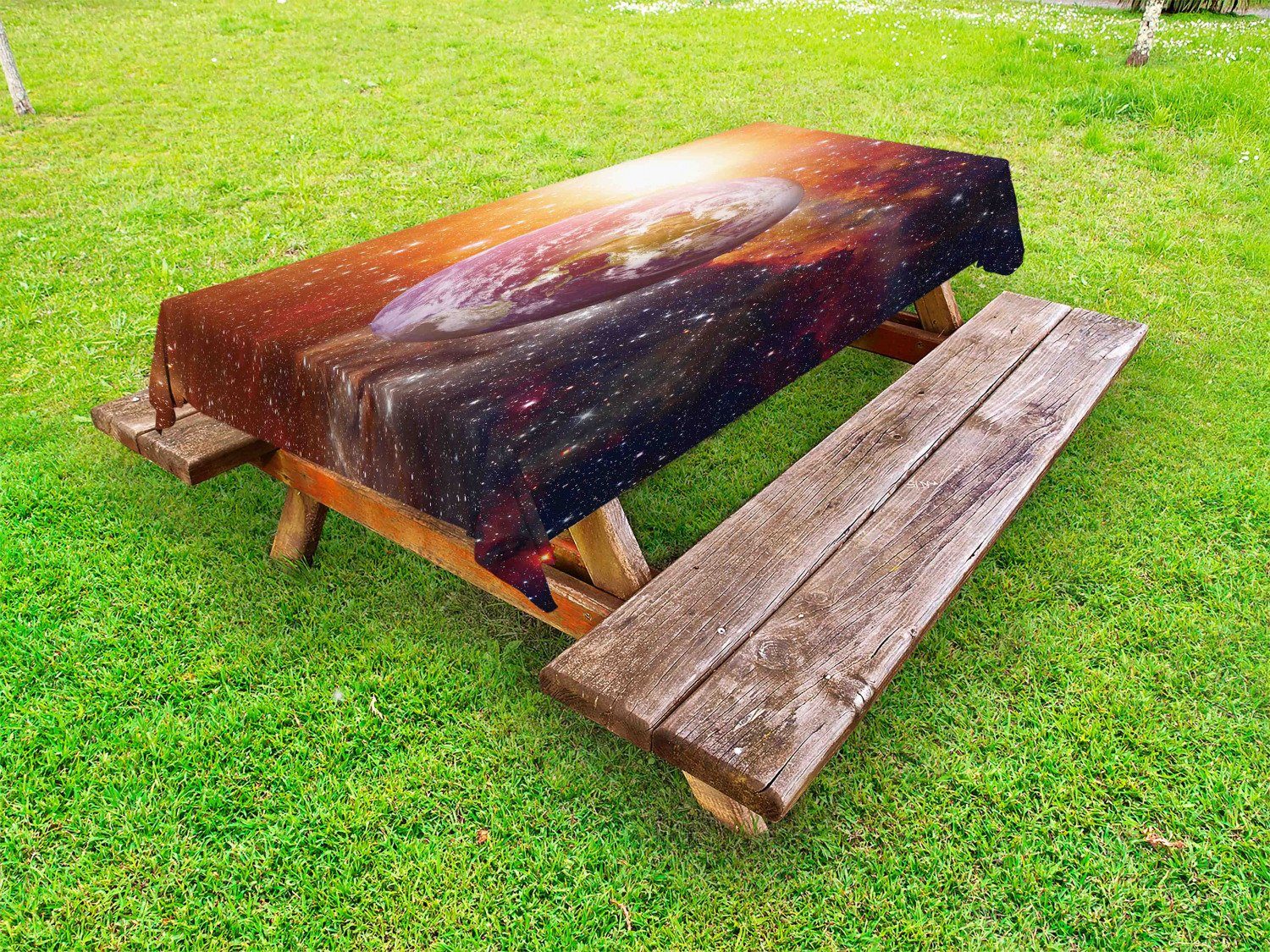 Abakuhaus Tischdecke dekorative waschbare Picknick-Tischdecke, Platz Planet Erde aus dem Weltraum