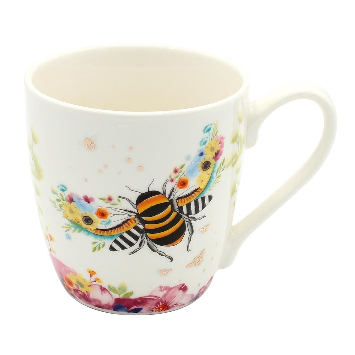 Dekohelden24 Tasse 2er Set Kaffeebecher Kaffeetasse aus Porzellan - Motiv: Biene und, 2-tlg., Porzellan – Bild 5 von 5