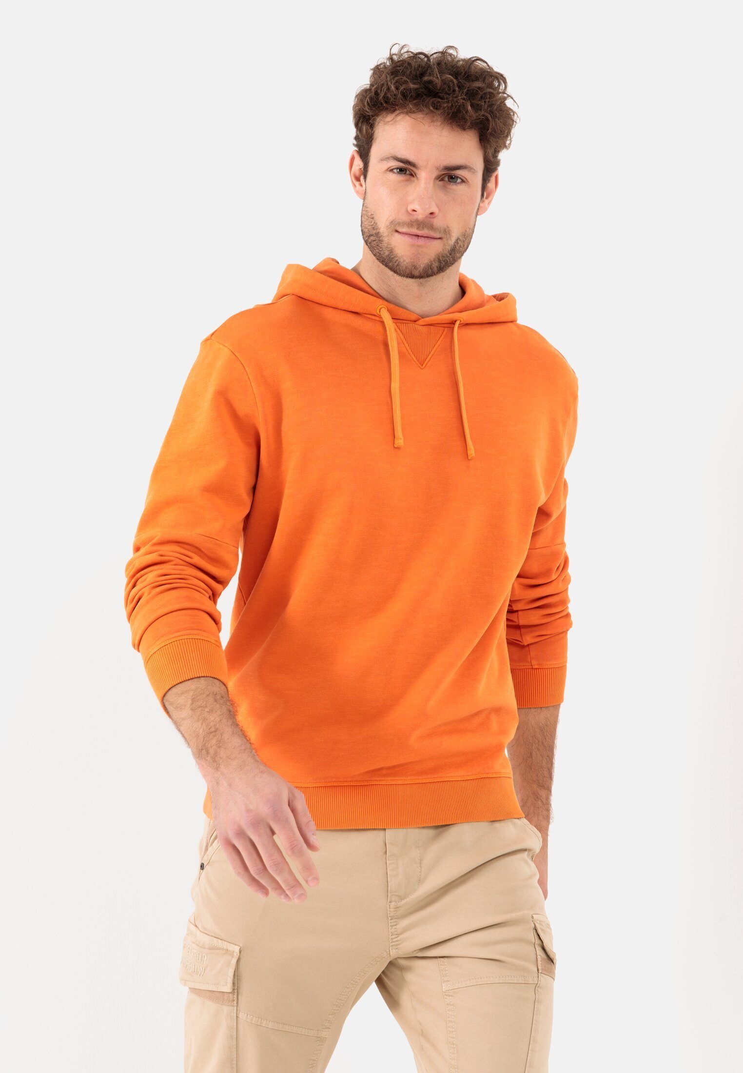 camel active Hoodie Hoodie aus reiner Baumwolle Langarm