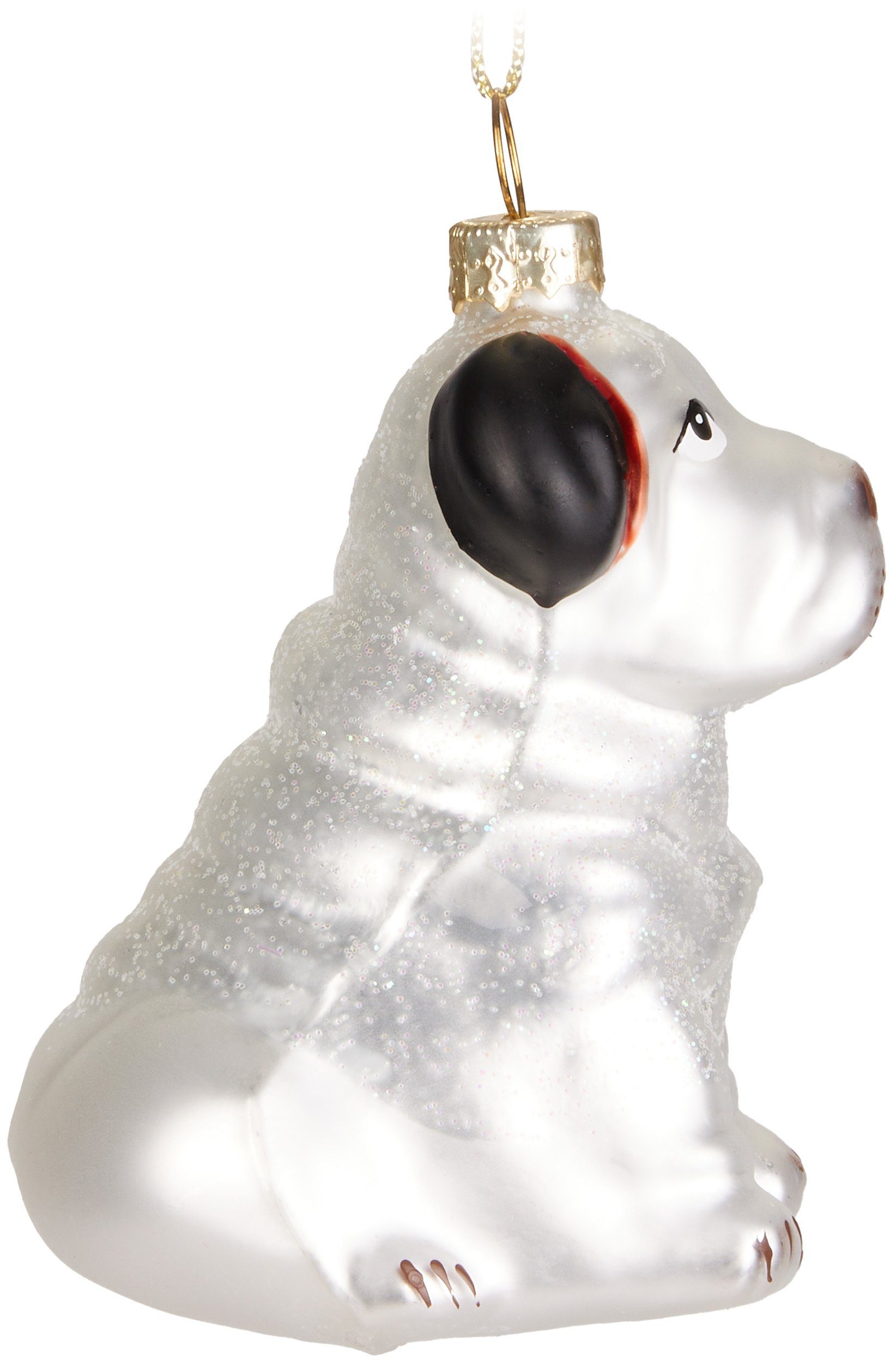 cm 7,9 Anhänger Weihnachtsmütze Figuren aus Baumkugel Christbaumschmuck Weihnachtskugel Deko Weiß Glas Handbemalte mit - Lustige Mundgeblasener Bulldogge Hund Christbaumschmuck (1-tlg), Englische - BRUBAKER