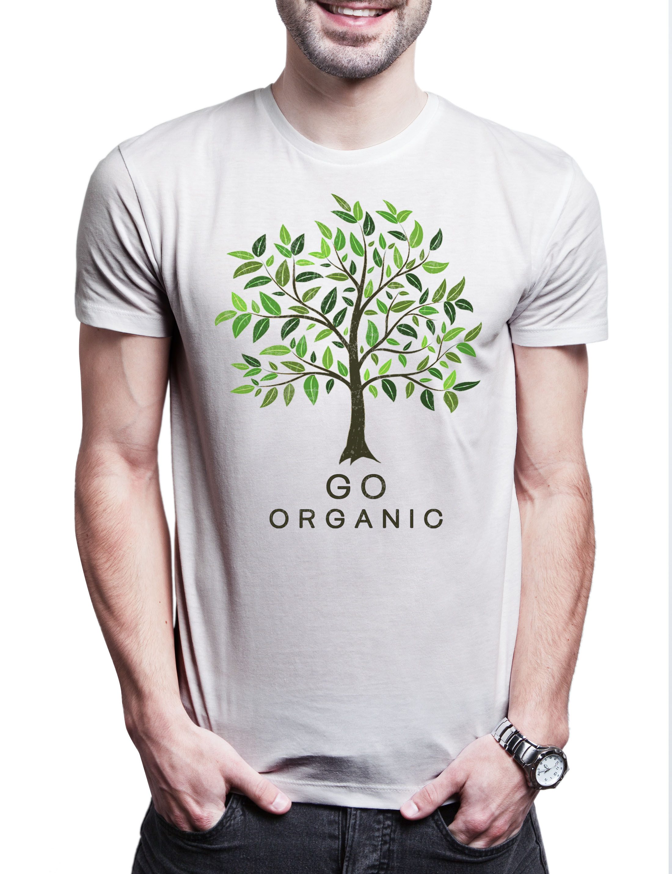 Print-Shirt Go Organic Tree Herren T-Shirt Bio Vegan Vegetarier Organisch