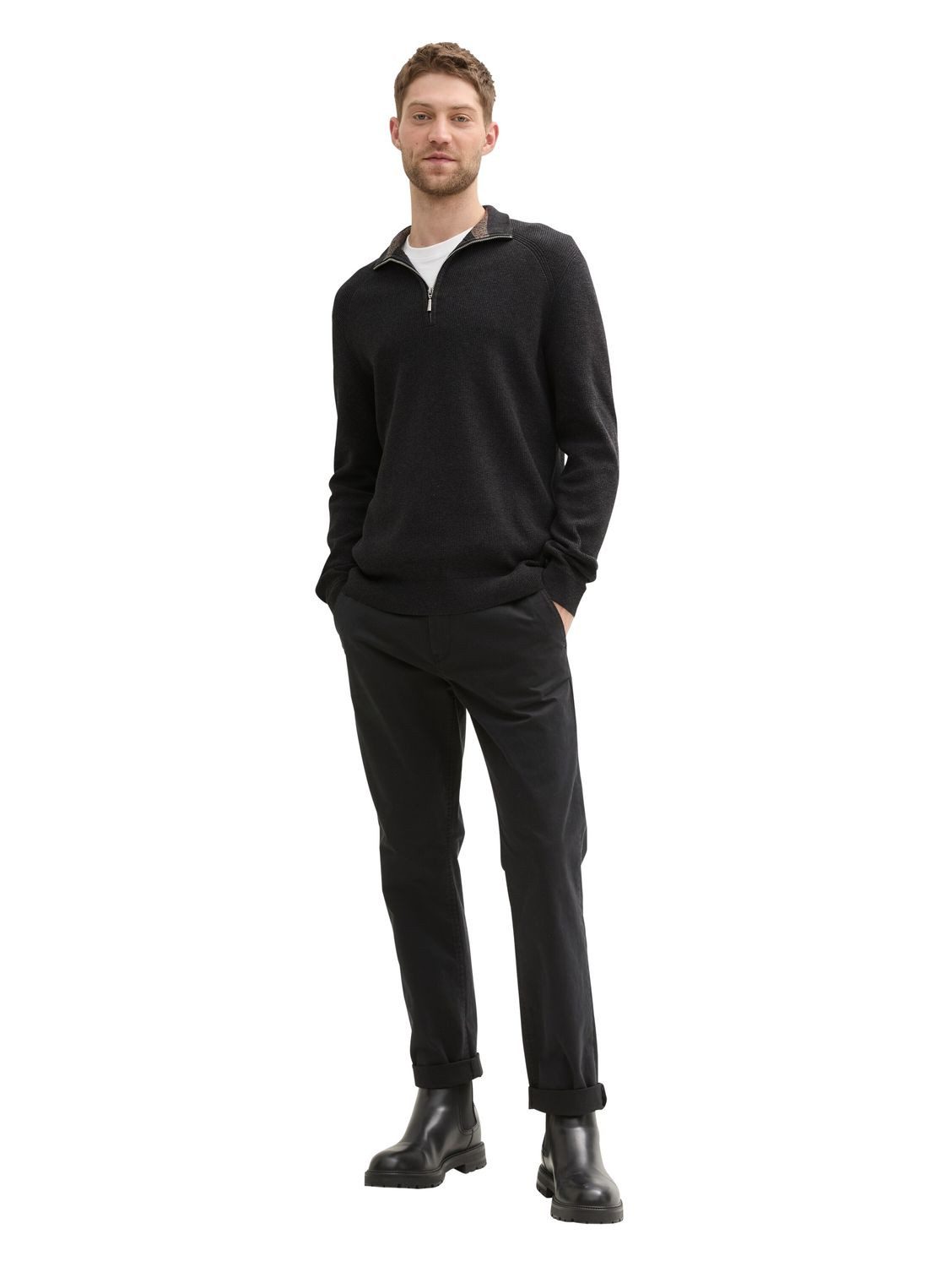 TOM TAILOR Strickpullover STRUCTURED KNIT TROYER aus Baumwolle