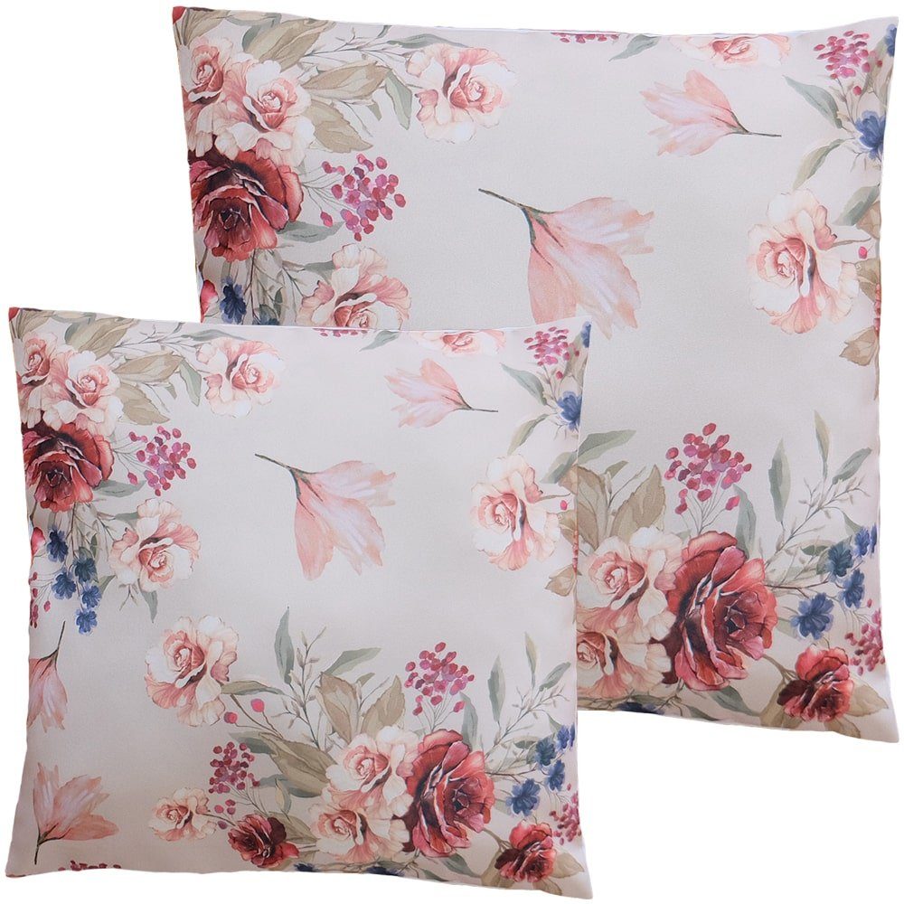 matches21 HOME & HOBBY Kissenbezüge Kissen-Bezug Blüten Rosen alt-rosa bunt günstig online kaufen