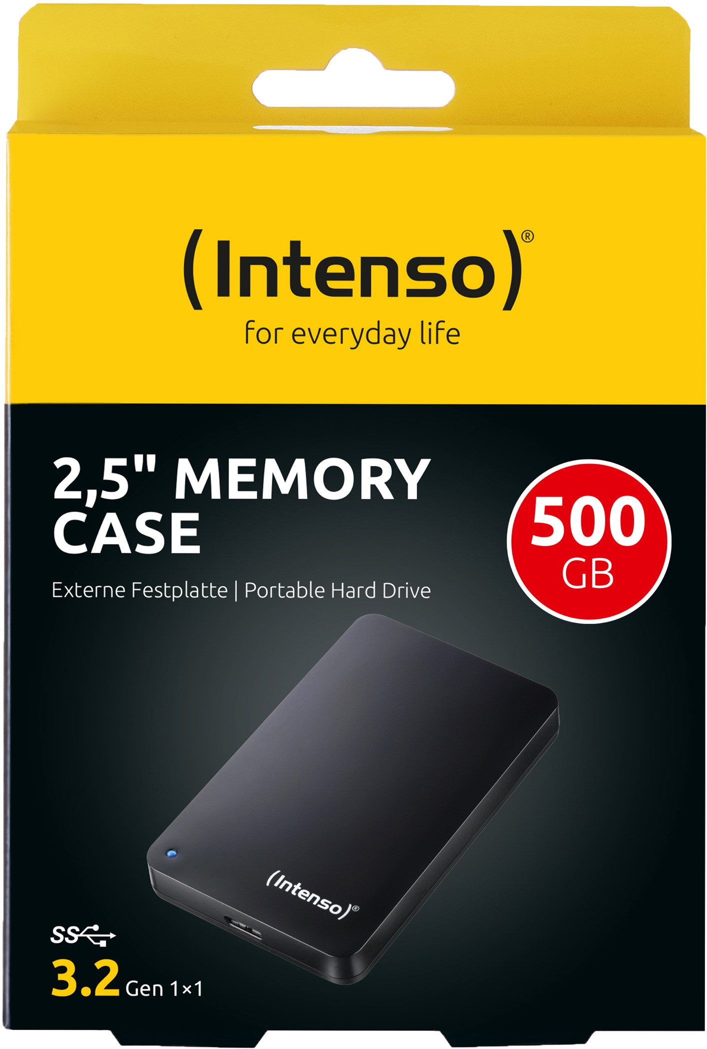 Intenso HDD externe Festplatte Memory Case 2,5 Zoll 500GB USB 3.2 externe HDD-Festplatte