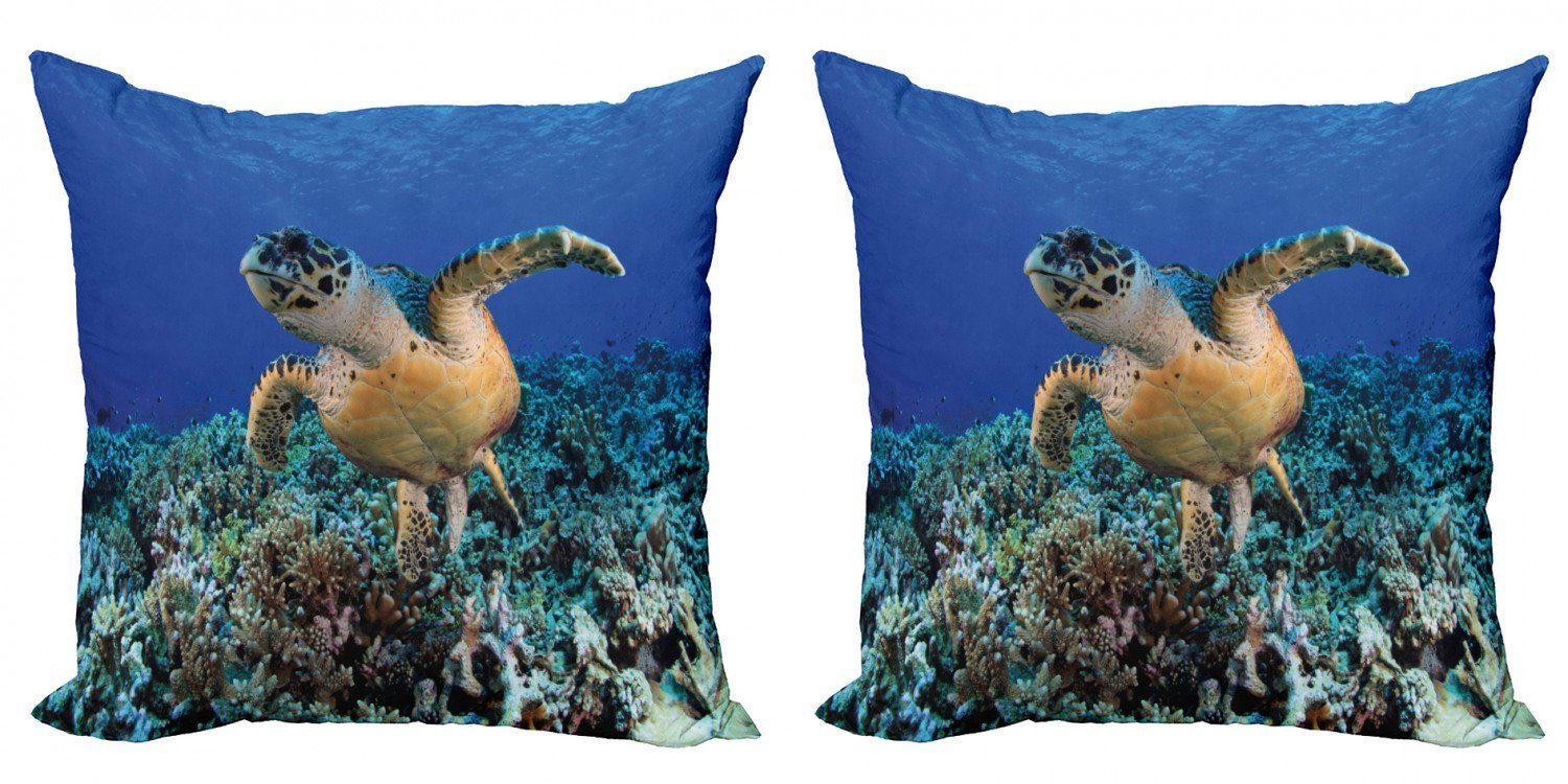 Kissenbezüge Modern Accent Doppelseitiger Digitaldruck, Abakuhaus (2 Stück), Schildkröte Cheloniidae Deep Ocean