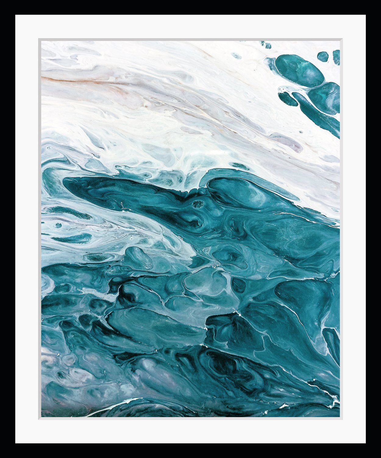 queence Bild Wavery, Abstrakt, Spa, Spirituelle Bilder, Stein, HD Premium Poster-Druck inkl. Holzrahmen