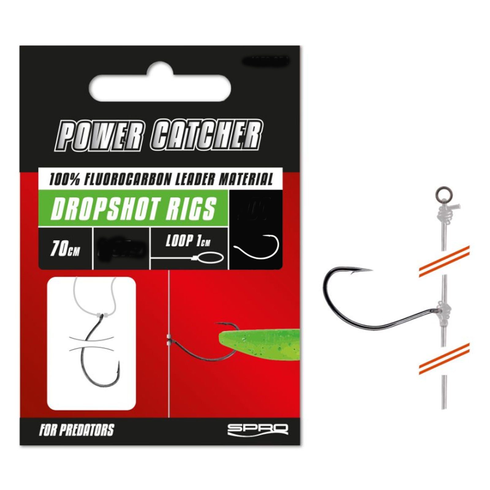 SPRO Vorfachschnur, 70 m Länge, Spro Power Catcher Dropshot Rig 70cm 0,37mm #01 Gebundenes Vorfach