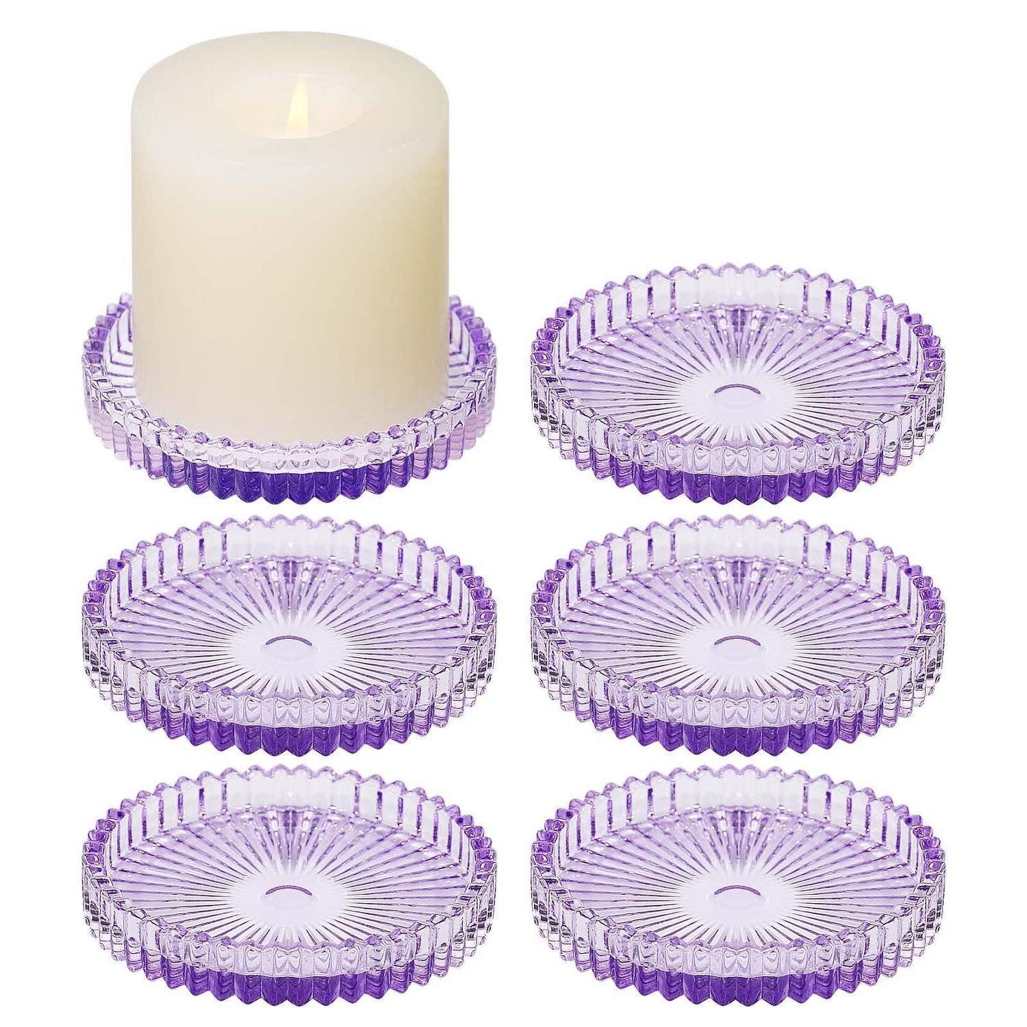 LuxusKollektion Teelichthalter Kerzenhalter Glas 6er Set Lila (6 St)