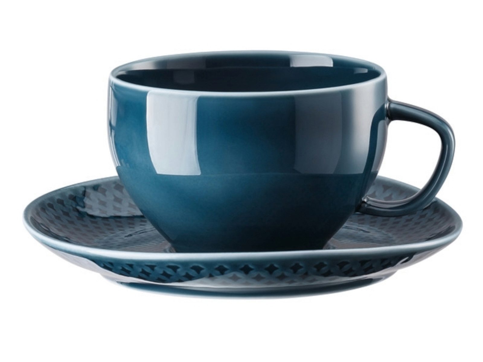 Rosenthal Tasse Junto Ocean Blue Teetasse mit Untertasse Set2, Porzellan