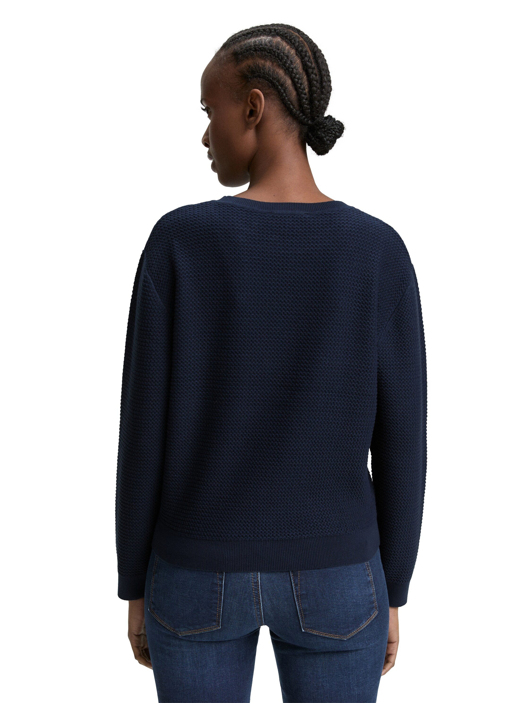 TOM TAILOR Denim Strickpullover mit Rippbündchen günstig online kaufen