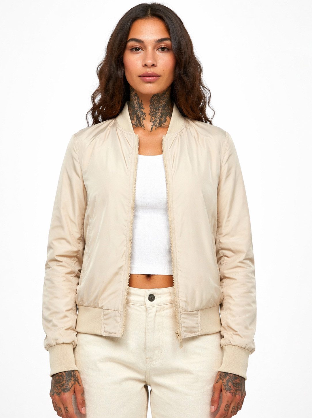 urbandreamz Bomberjacke Damen leichte Bomberjacke Jacke Sommer Frühling Übergangsjacke Seitentaschen, wasserabweisend, waffelartige seitliche Einsätze