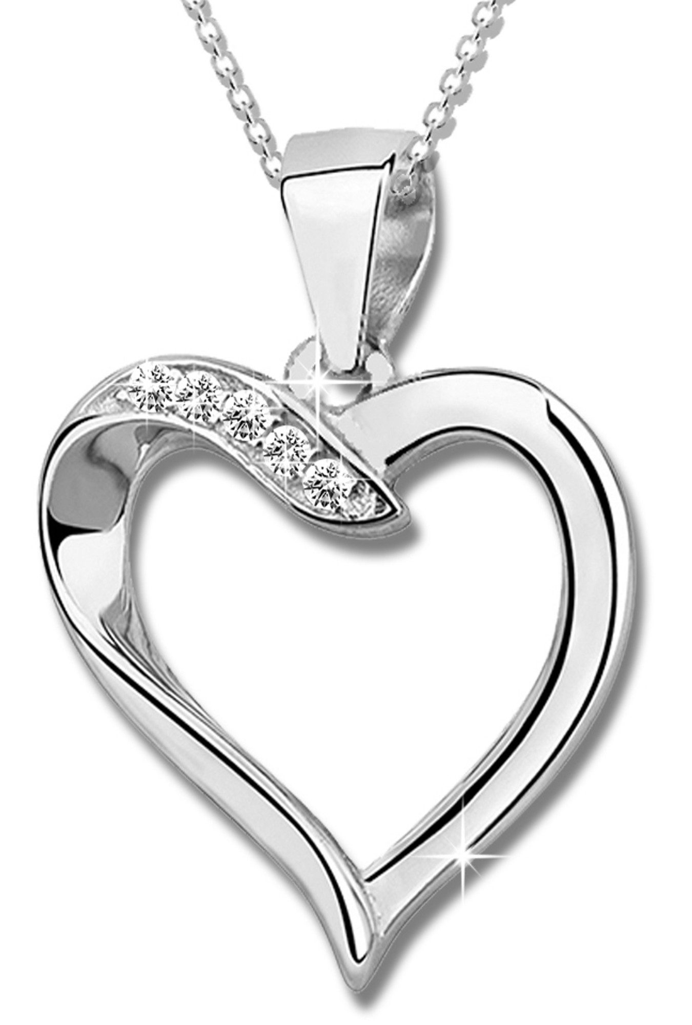 Herzkette echt 925 Sterling Silber Kette mit Herz Anhänger