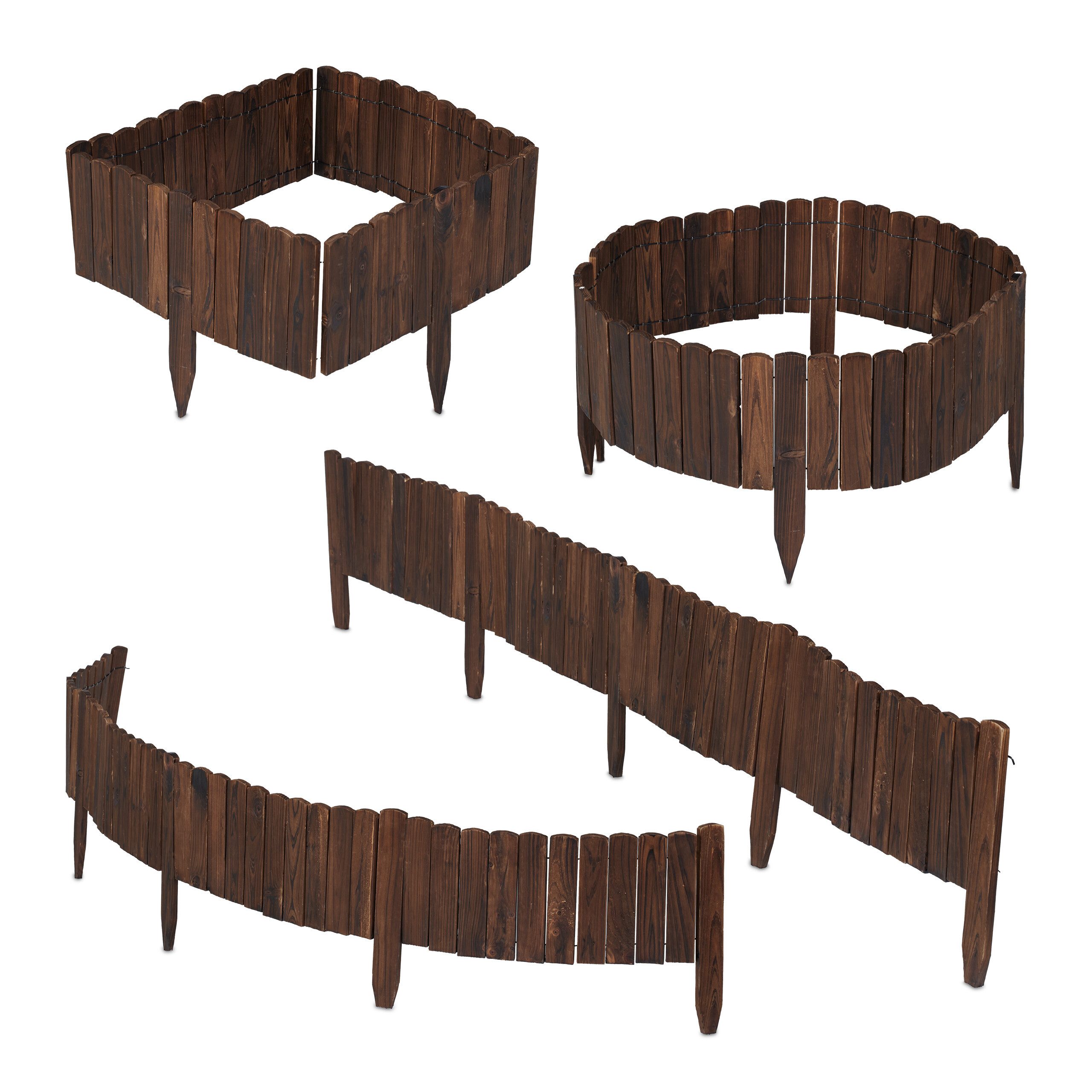 relaxdays Beetbegrenzung Beeteinfassung Holz flexibel, M – Bild 5 von 5