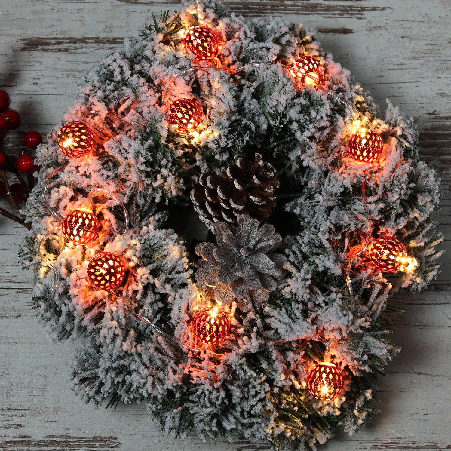 MARELIDA LED-Lichterkette LED Dekolichterkette 10 orientalische Metallkugeln Bälle 2,5cm rot, 10-flammig