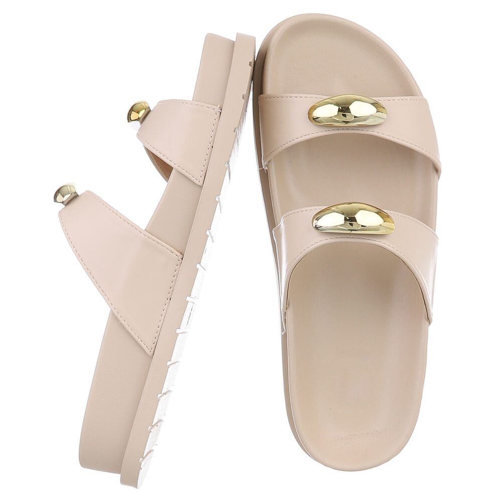 Ital-Design Bequeme Damen-Sandalen mit goldenen Details günstig online kaufen