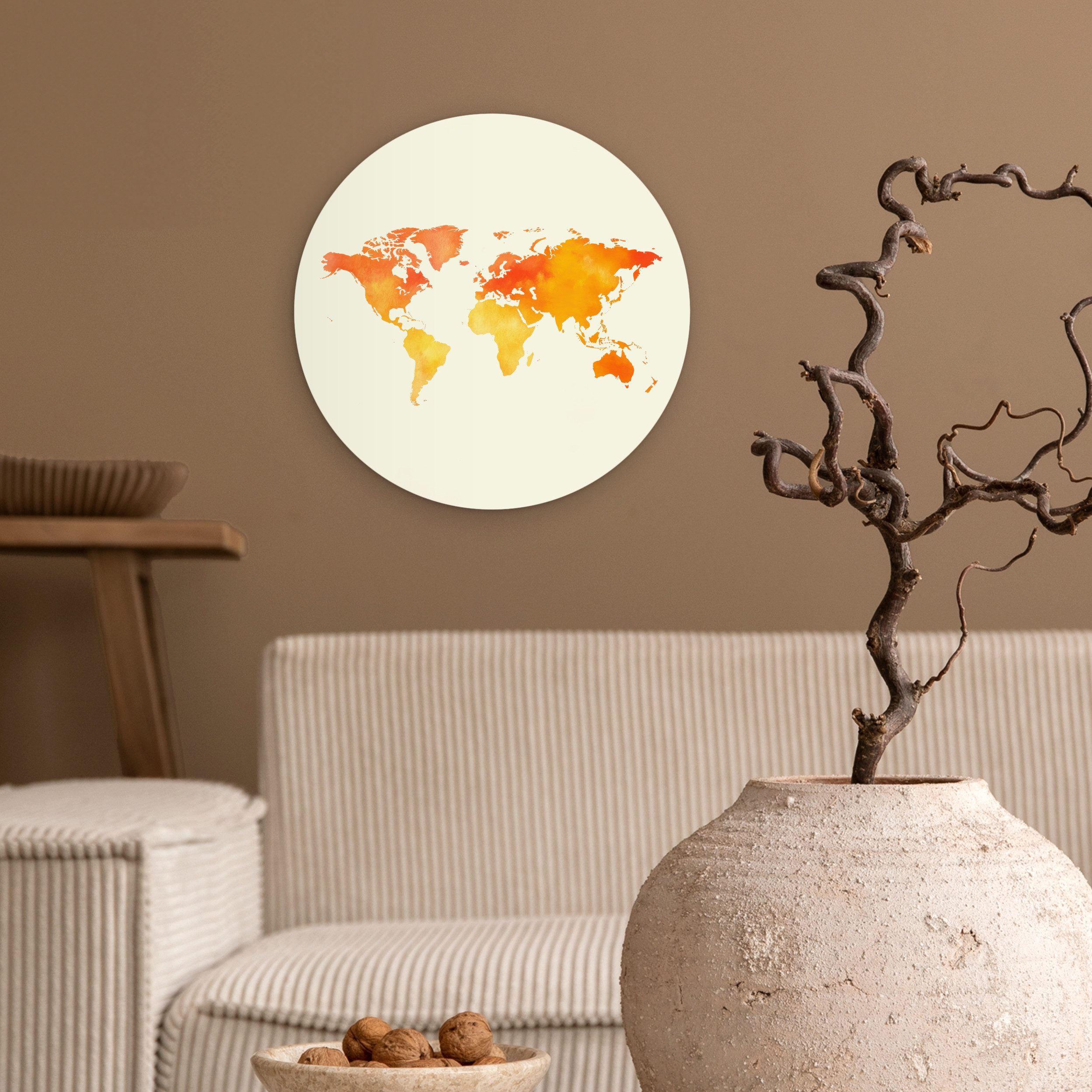 MuchoWow Gemälde Weltkarte - Orange - günstig online kaufen