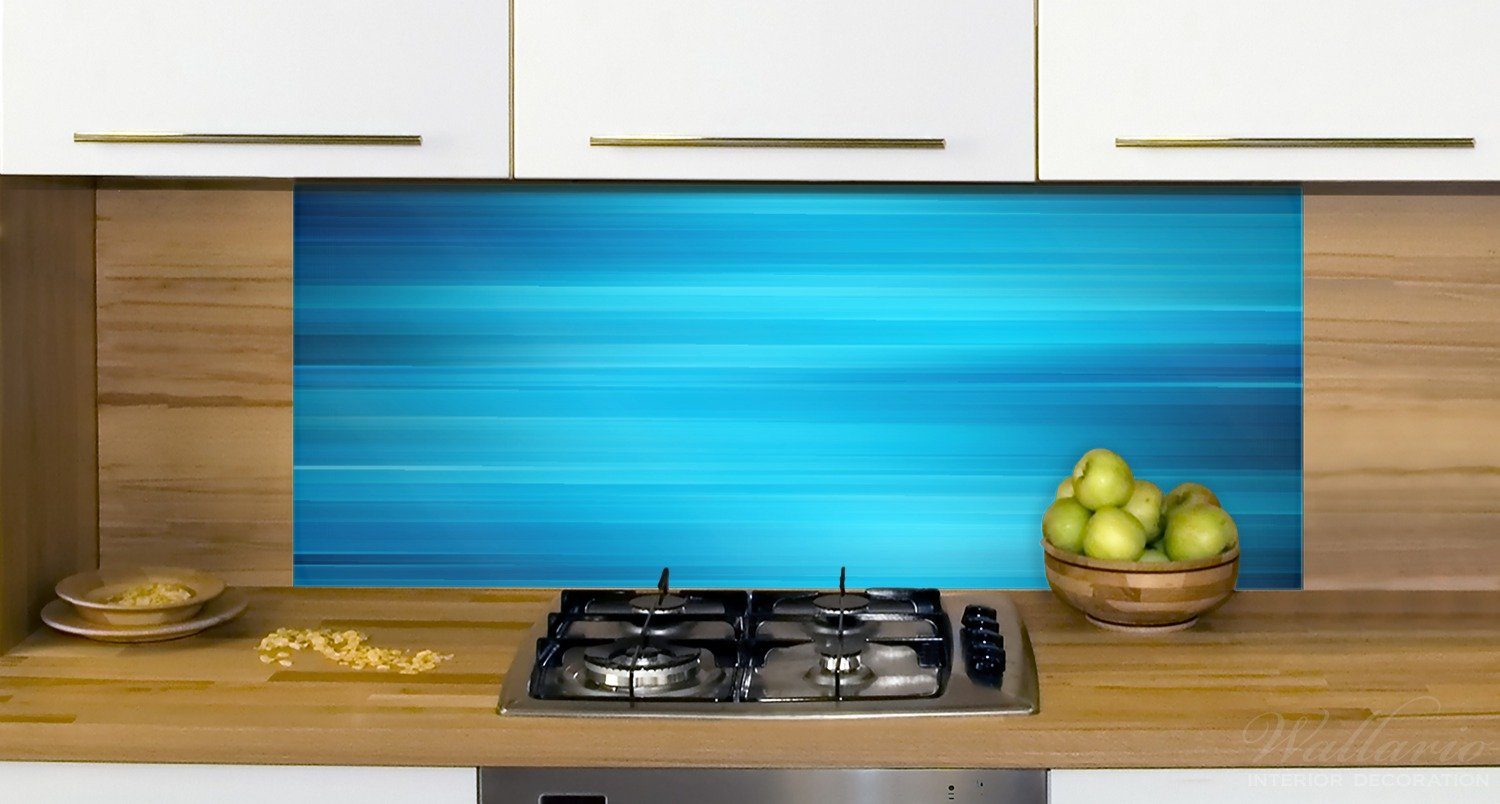 Wallario Küchenrückwand Blau (1-tlg) Abstraktes gestreift und Streifenmuster, - schwarz