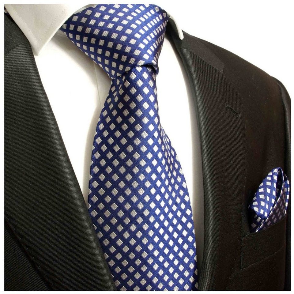 Designer Seidenkrawatte blau dunkelblau schwarz silber gestreift Krawatte Seide