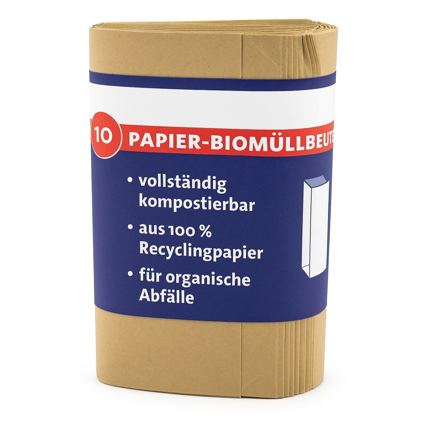 ARLI Müllbeutel Papier Bio Müllbeutel 10L braun 20x16x34cm 70 g/m² Recyclingpapier, Zubehör für Biomüll, kompostierbar & nassfest