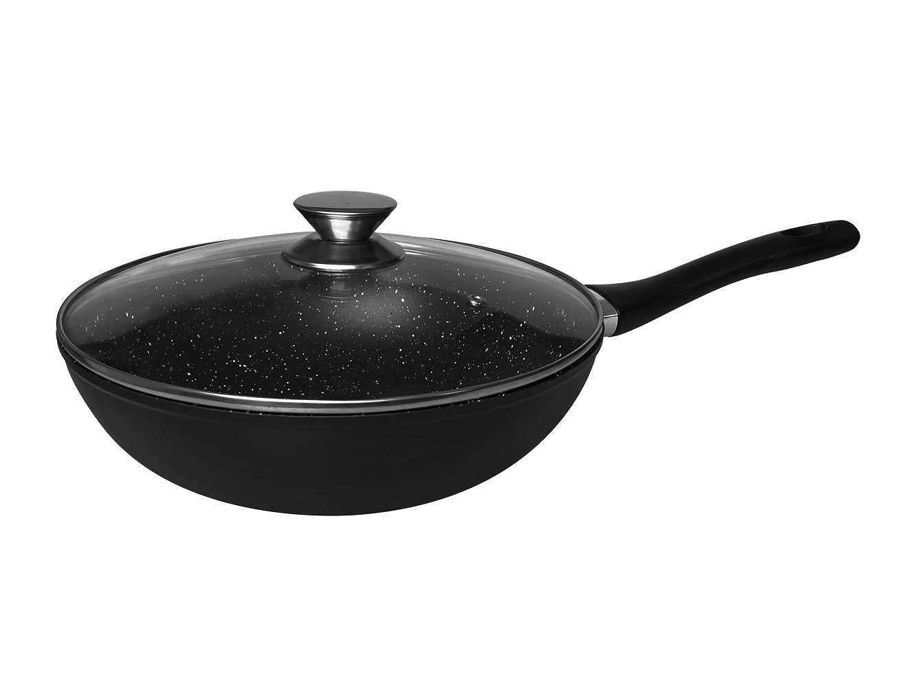 Wok Bratpfanne Wokpfanne Pfanne Woktopf Induktion Glasdeckel Ø28