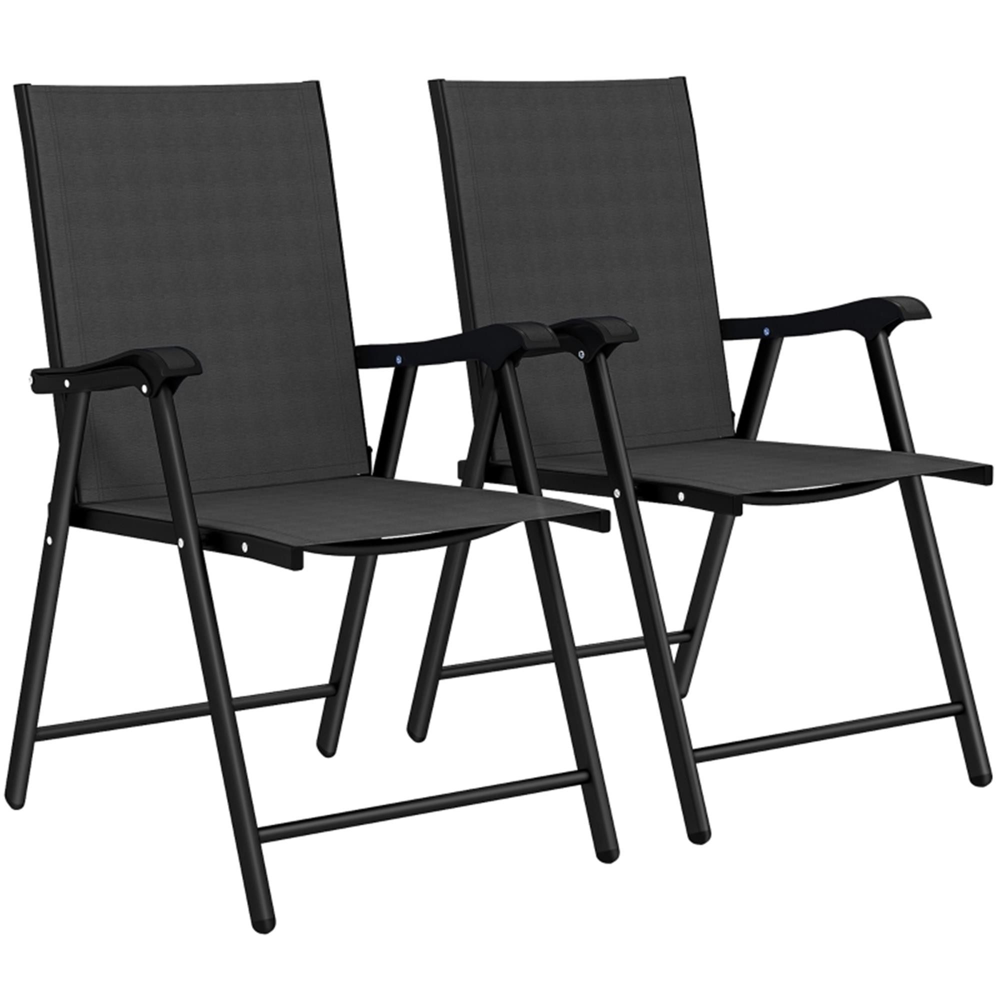 Luckice Gartenstuhl 58 x 62 x 97 cm 2er-Set Klappstuhl Gartenstuhl klappbar (mit hoher Rückenlehne Armlehne Stahl Texteline)