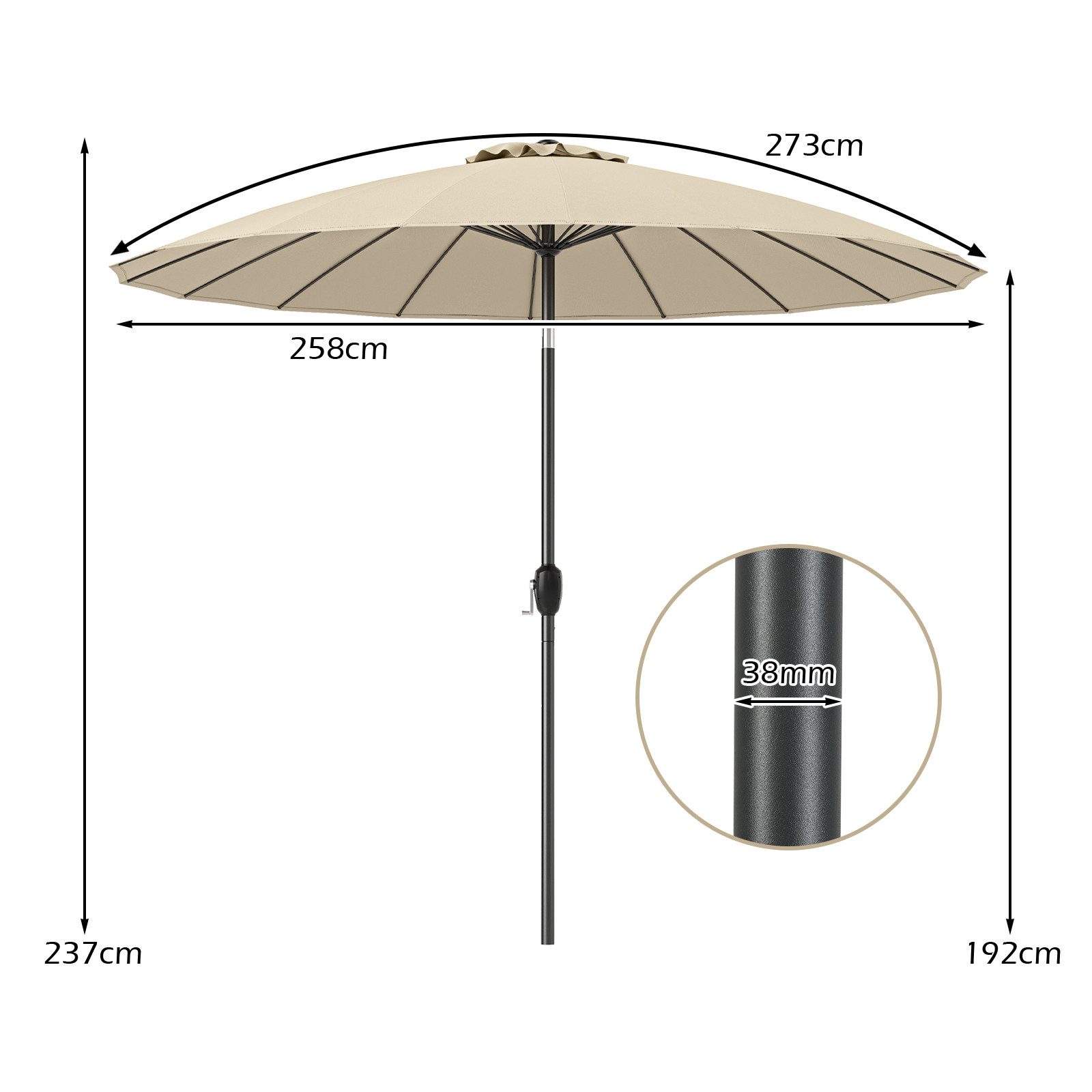 KOMFOTTEU Sonnenschirm, Gartenschirm um 35°knickbar, mit günstig online kaufen