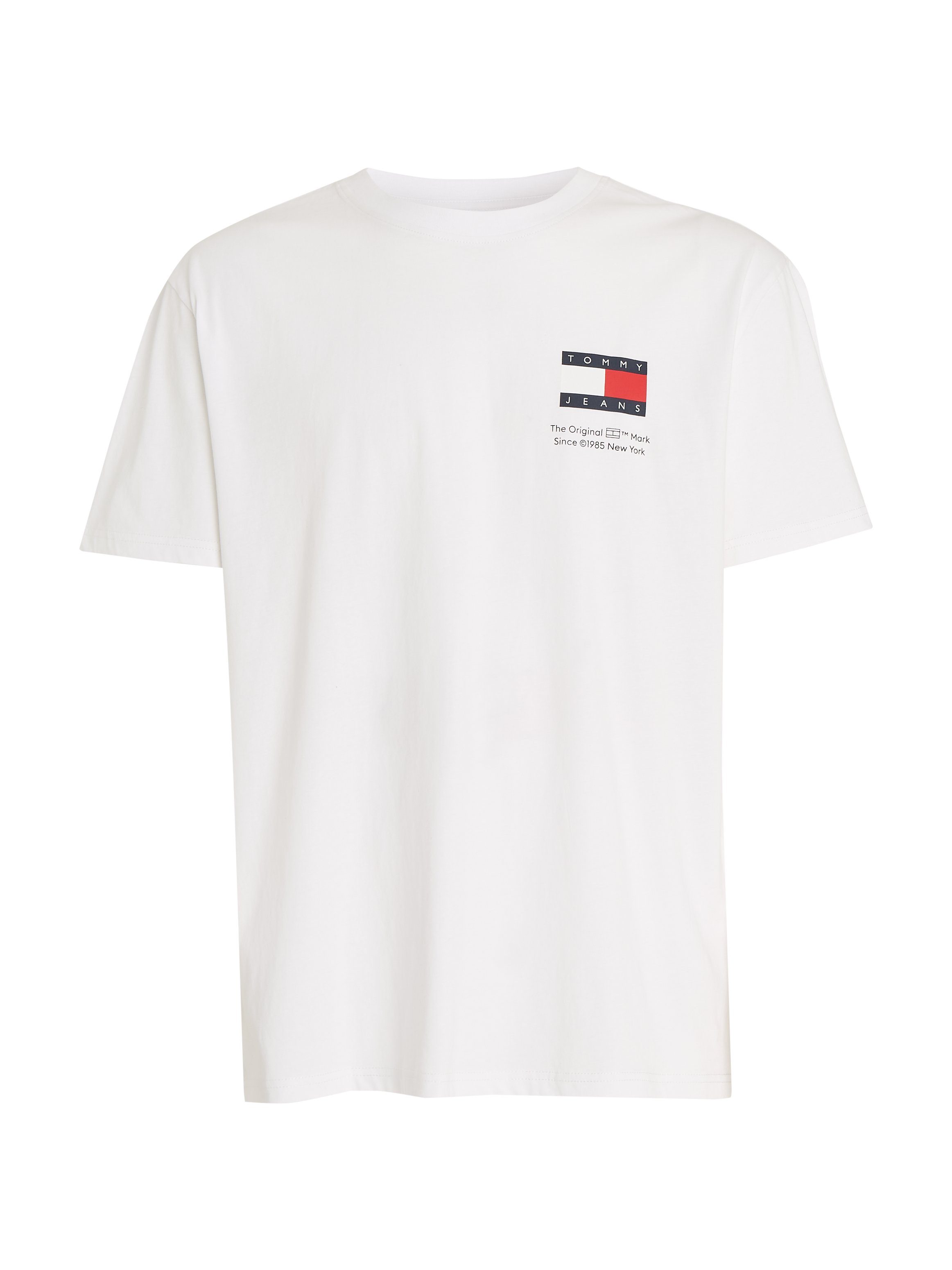 Tommy Jeans T-Shirt Brust mit S/S 2er) DNA (Packung, der White/Black SLIM 2PACK auf Logodruck FLAG TJM großem TEE