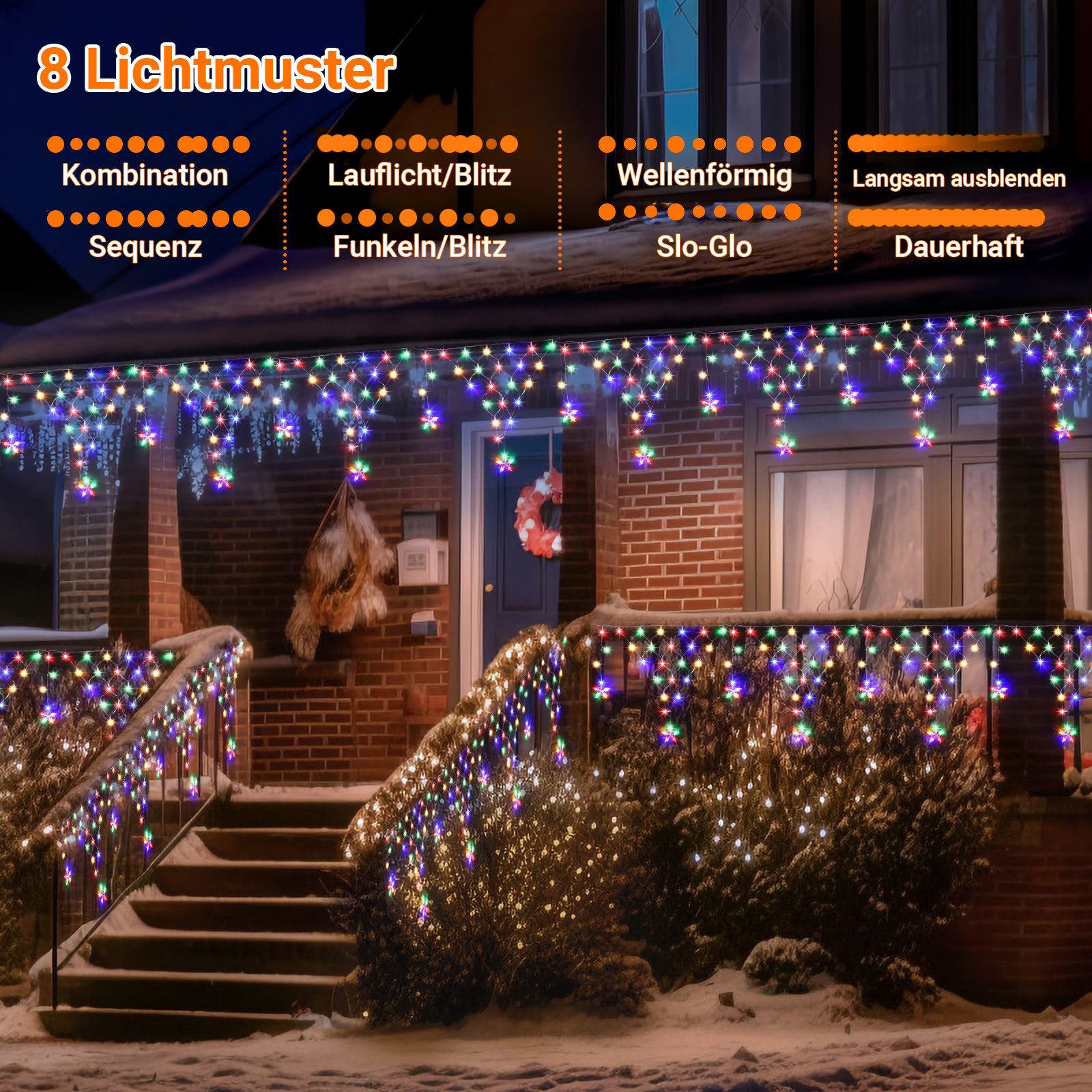 Rosnek LED-Lichtervorhang LED Lichterkette Sterne Weihnachten,LED Lichtervorhang Beleuchtung, Gartenbeleuchtung,für Party Garten Balkon Hochzeit Weihnachten