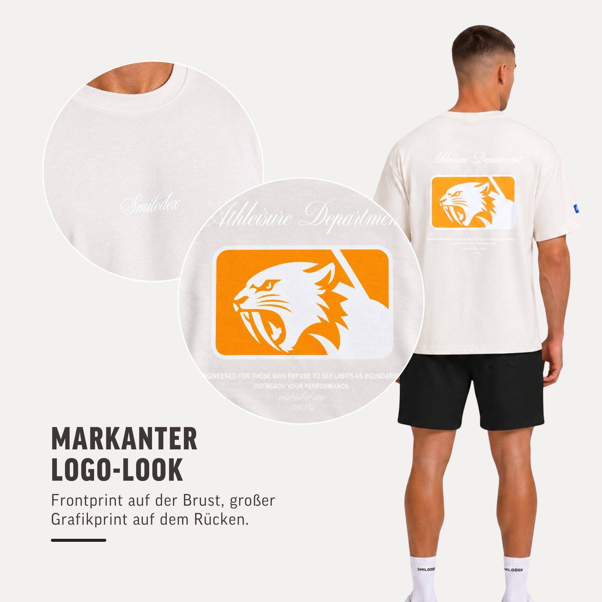 Smilodox T-Shirt Varendo, Oversize Shirt mit Backprint, aus Baumwolle, Streetwear & Gym Rundhals, 100% Baumwolle, weiches Material, für Training & Freizeit – Bild 5 von 5