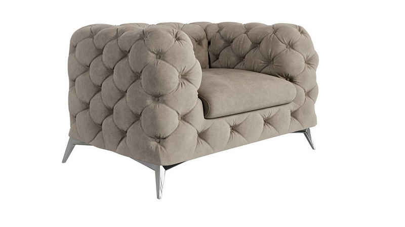 S-Style Möbel Chesterfield-Sessel Kalina mit Silber Metall Füßen, mit Wellenfederung