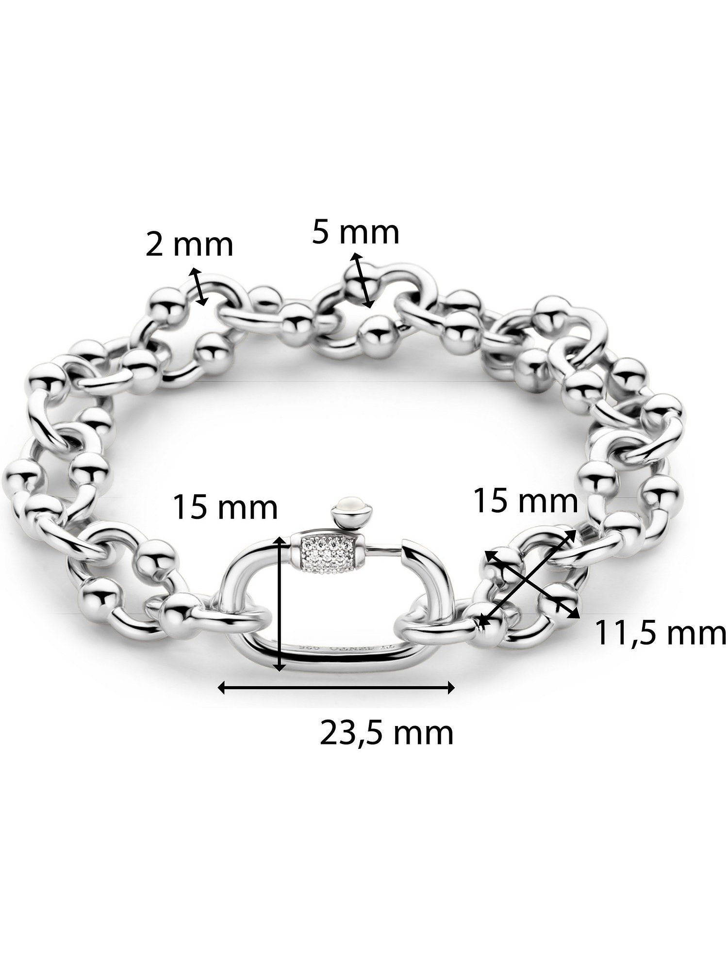 - SENTO 925er Damen-Armband Klassisch Silberarmband Silber, Milano - Ti Milano TI Sento