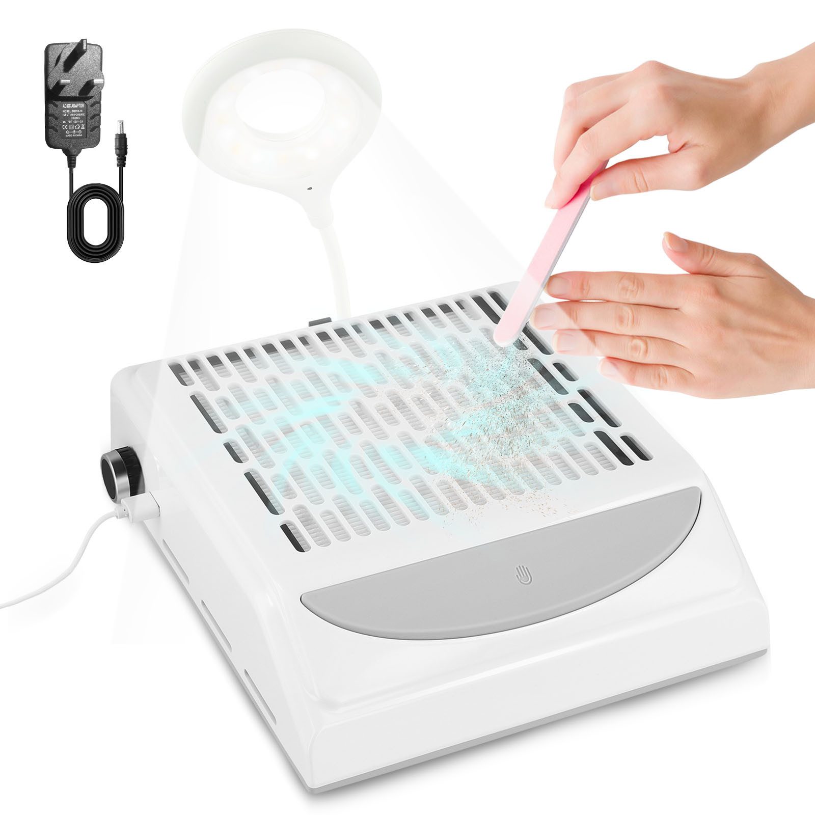 i@home Maniküre-Pediküre-Set, 100W, extrem leise, LED-Licht, wiederverwendbarer Filter & Handauflage, Nagelstaubsauger,Nagelstaub-Sammelmaschine