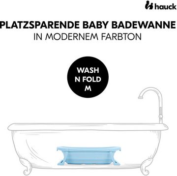 Hauck Babybadewanne Wash N Fold M, Light Blue, Faltbadewanne mit Wassertemperaturmessung am Ablaufstopfen
