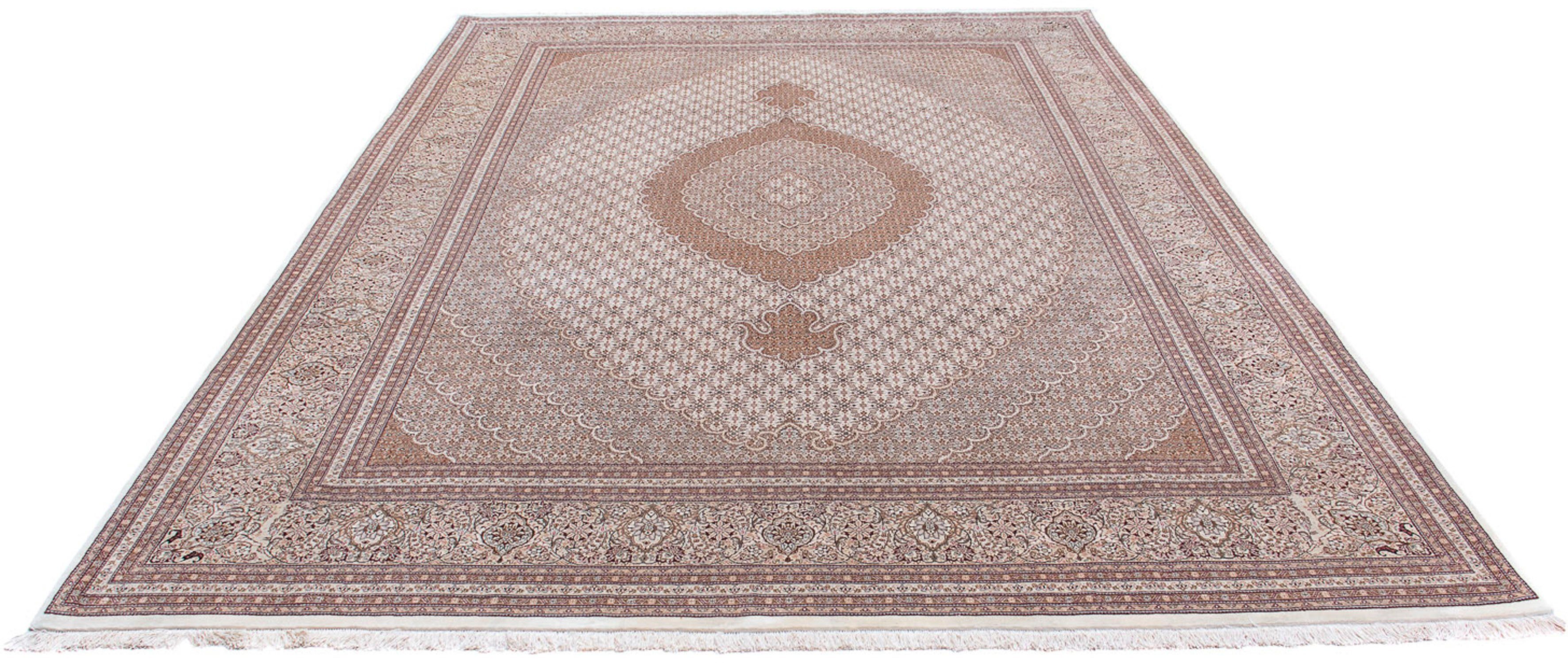 Orientteppich Perser - Täbriz - 355 x 248 cm - hellbraun, morgenland, rechteckig, Höhe: 10 mm, Wohnzimmer, Handgeknüpft, Einzelstück mit Zertifikat