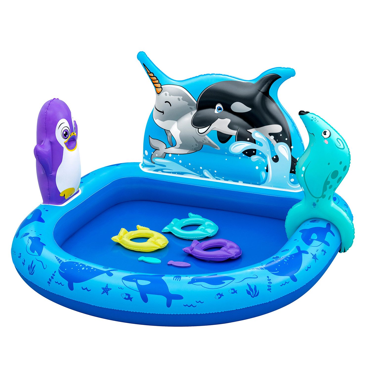 Bestway Planschbecken Polar Pals, (Packung, 134 x 131 x 73 cm), Verspieltes Antarktis-Design