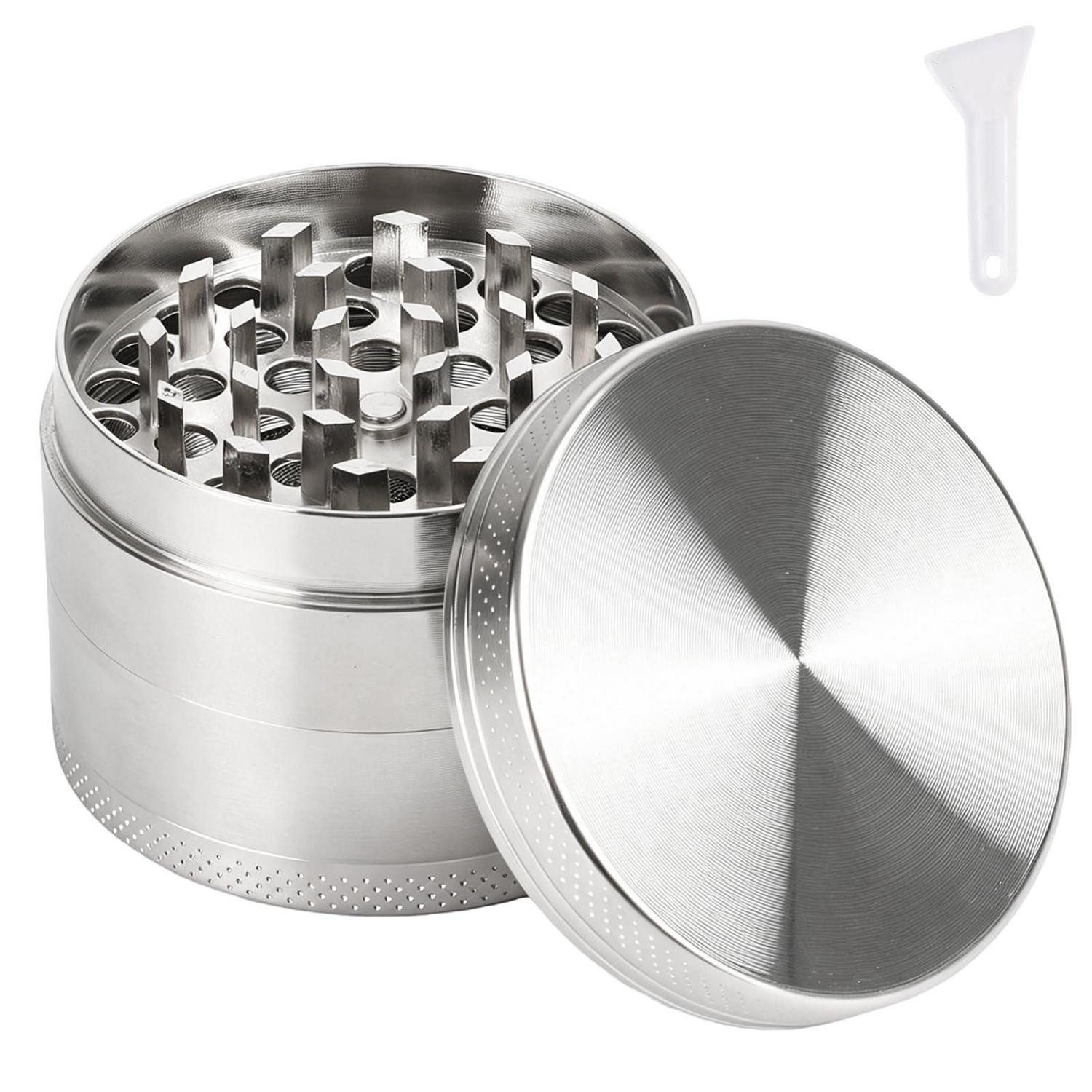 LuxusKollektion Grinder Kräutermühle 4-teilig 55mm Edelstahl Silber