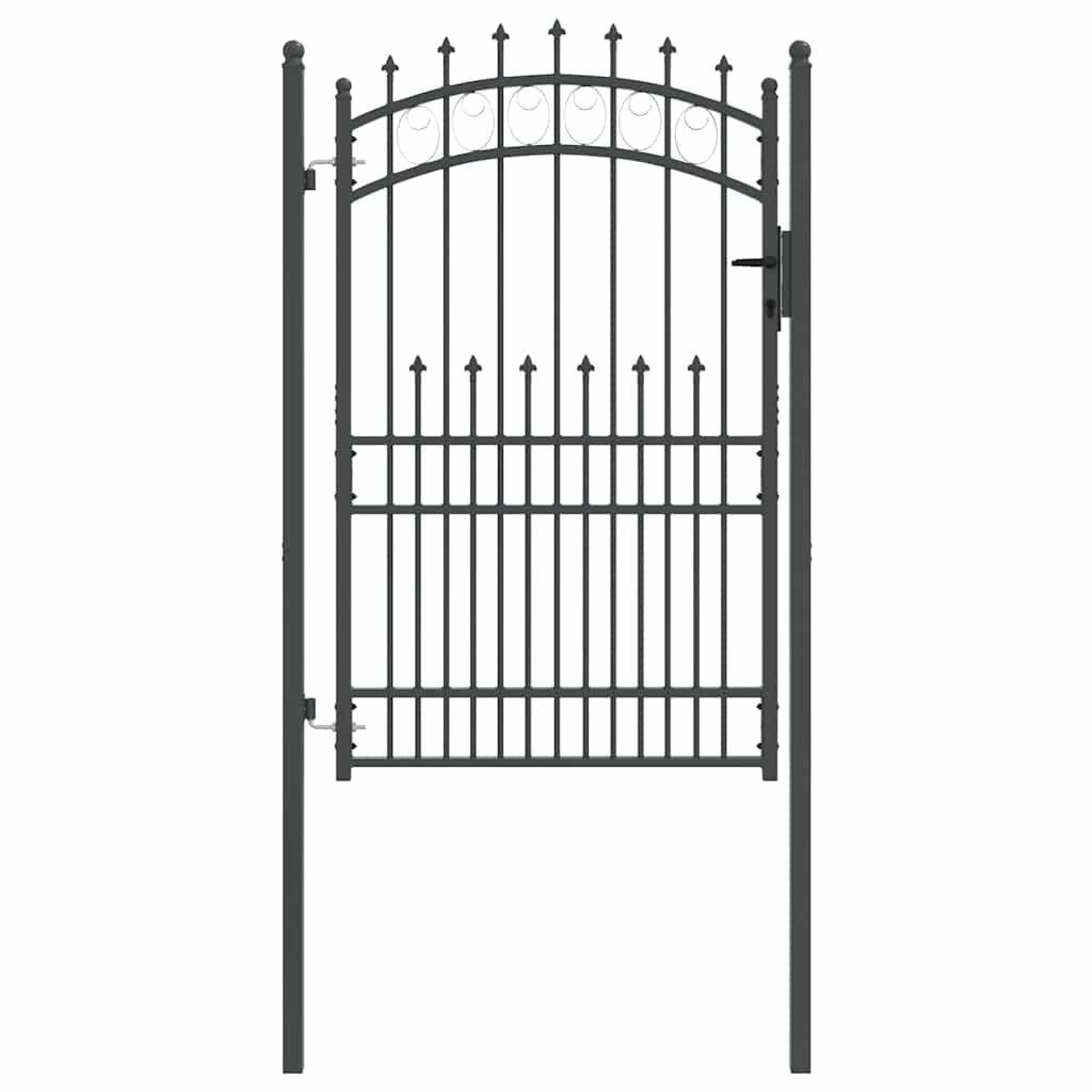 vidaXL Gartentor Zauntor mit Spitzen Grau 200 x 100 cm Pulverbeschichteter Stahl