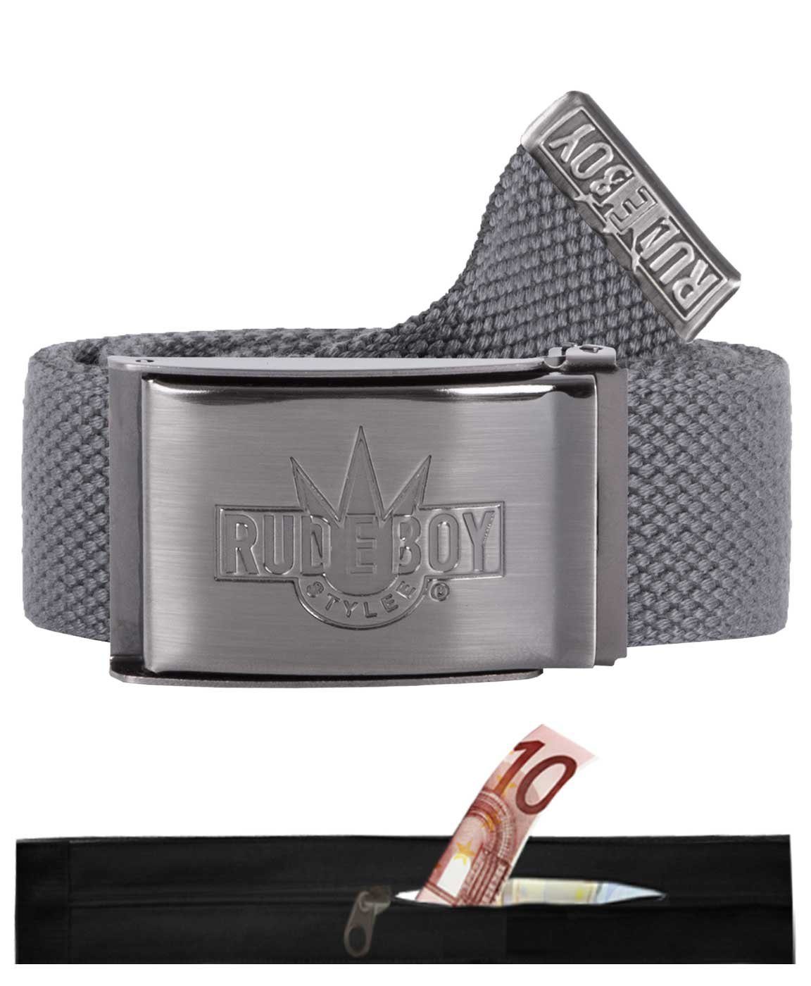 Rudeboy Stylee Tresorgürtel Geldgürtel Damen und Herren, matte Schnalle, 4 cm breit, 120 cm lang Geldfach mit Reißverschluss auf der Innenseite