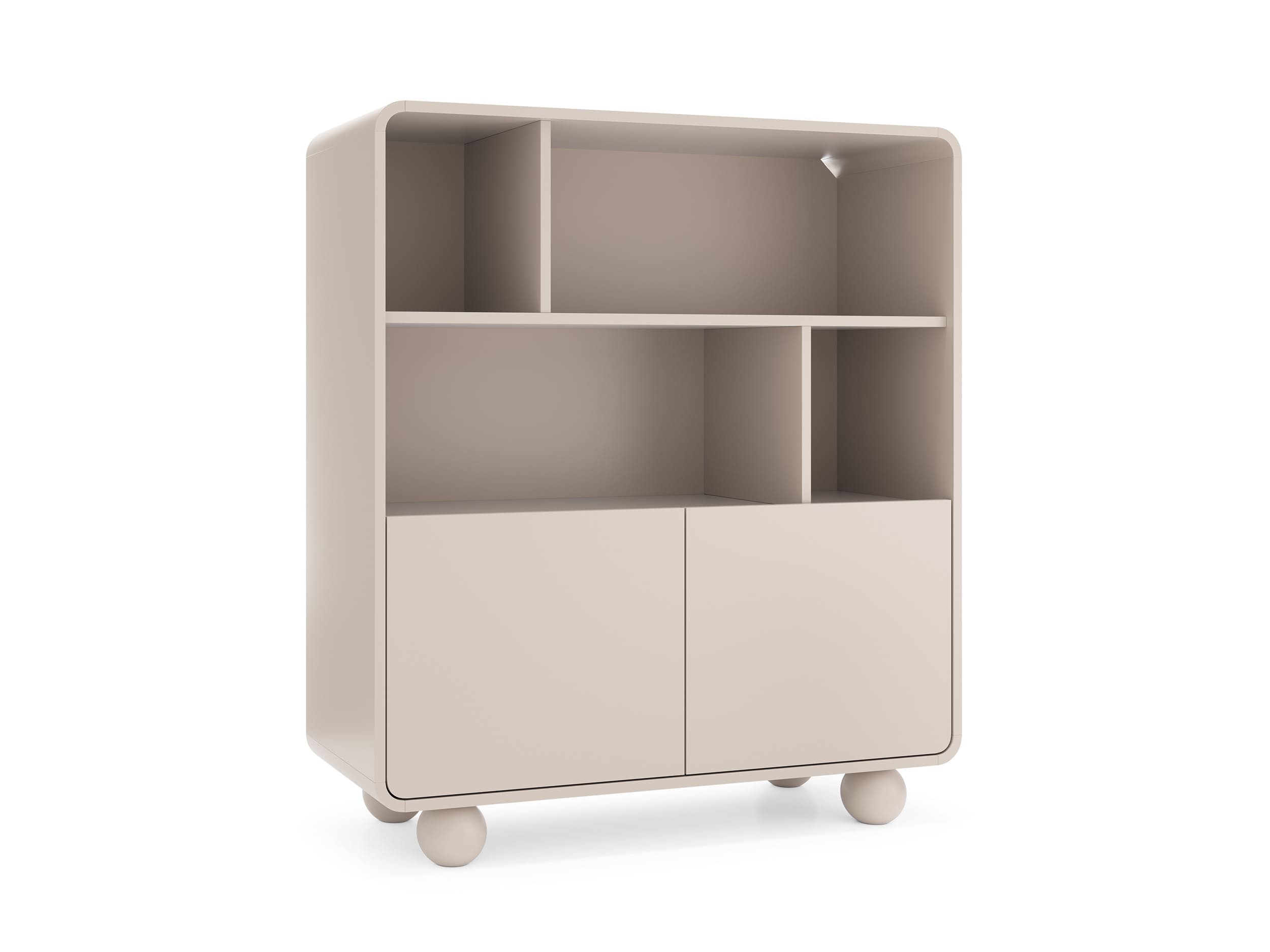 MOEBLO Regal BERLIN RG108, in Kaschmir, modernes Bücherregal mit 4 offenen Fächern, 2 Türen, Tip-on und Kugelfüßen, Bücherregal Bücherregal für das Büro Bücherregal für Dokumente Wohnbereich Wohnzimmer, (BxHxT): 108 x 121 x 39 cm