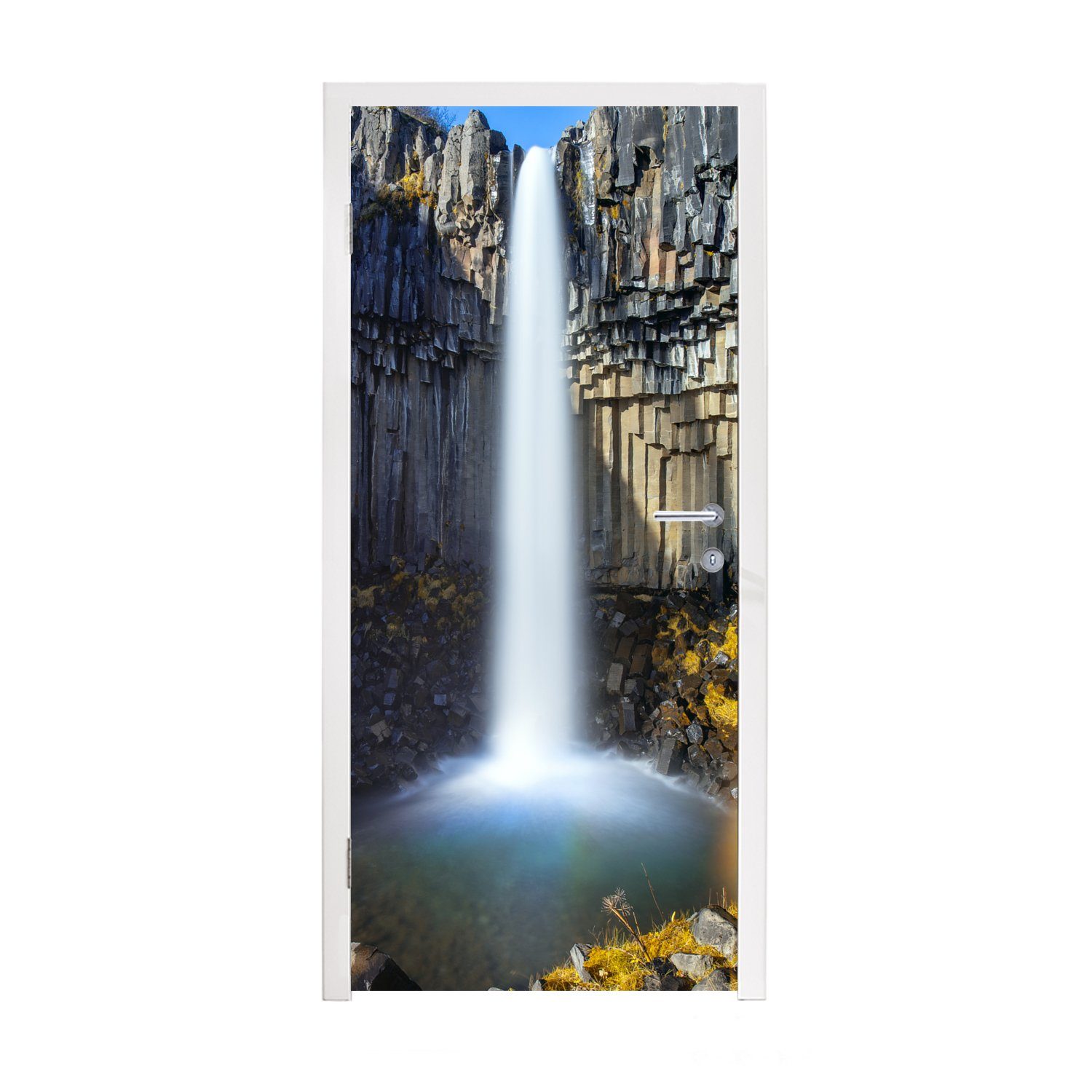 MuchoWow Türtapete Wasserfall - Island - Natur, Matt, bedruckt, (1 St), Fototapete für Tür, Türaufkleber, 75x205 cm