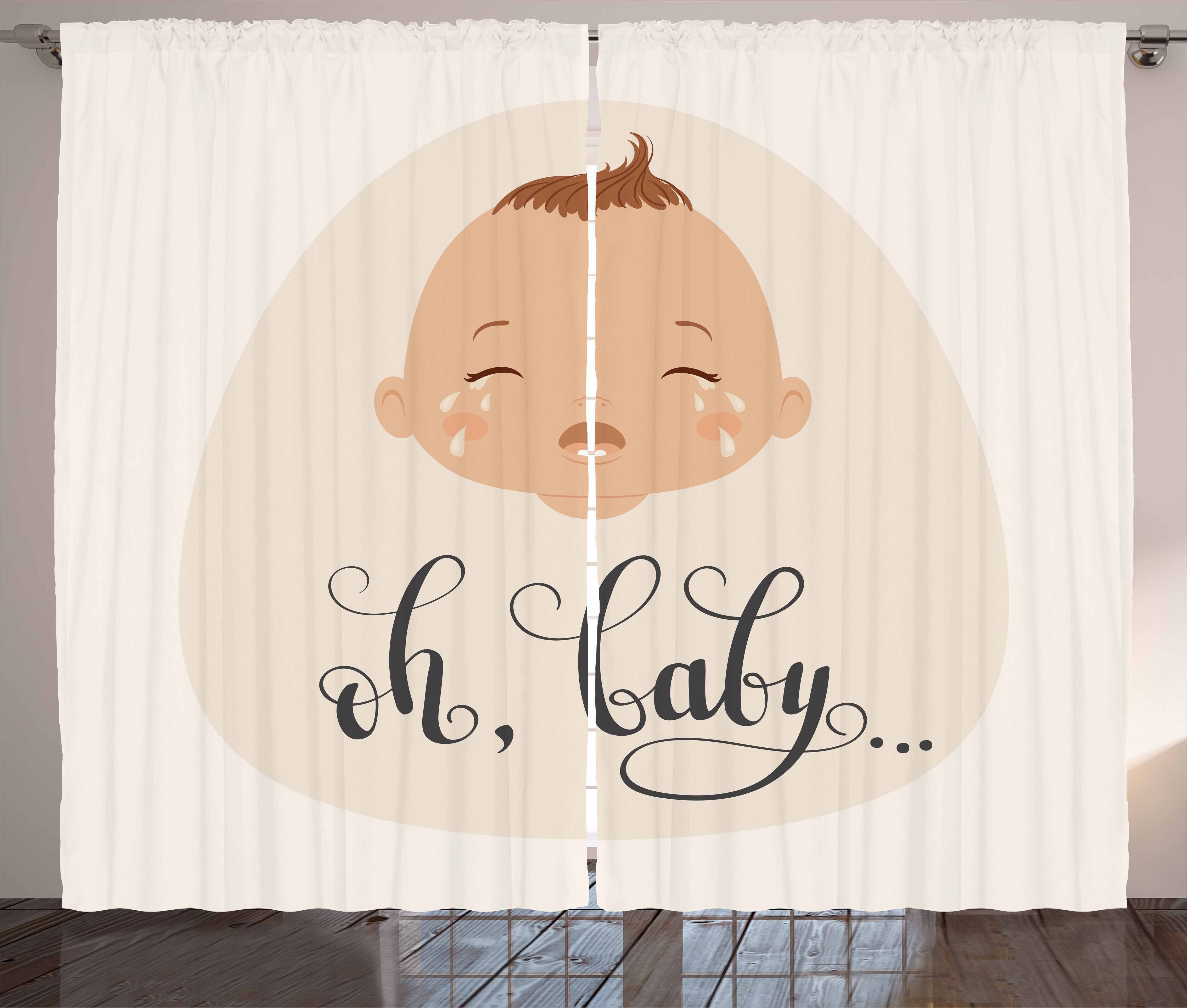 Gardine Schlafzimmer mit Baby Haken, weint Kräuselband Baby und Oh Vorhang Schlaufen Cartoon Abakuhaus
