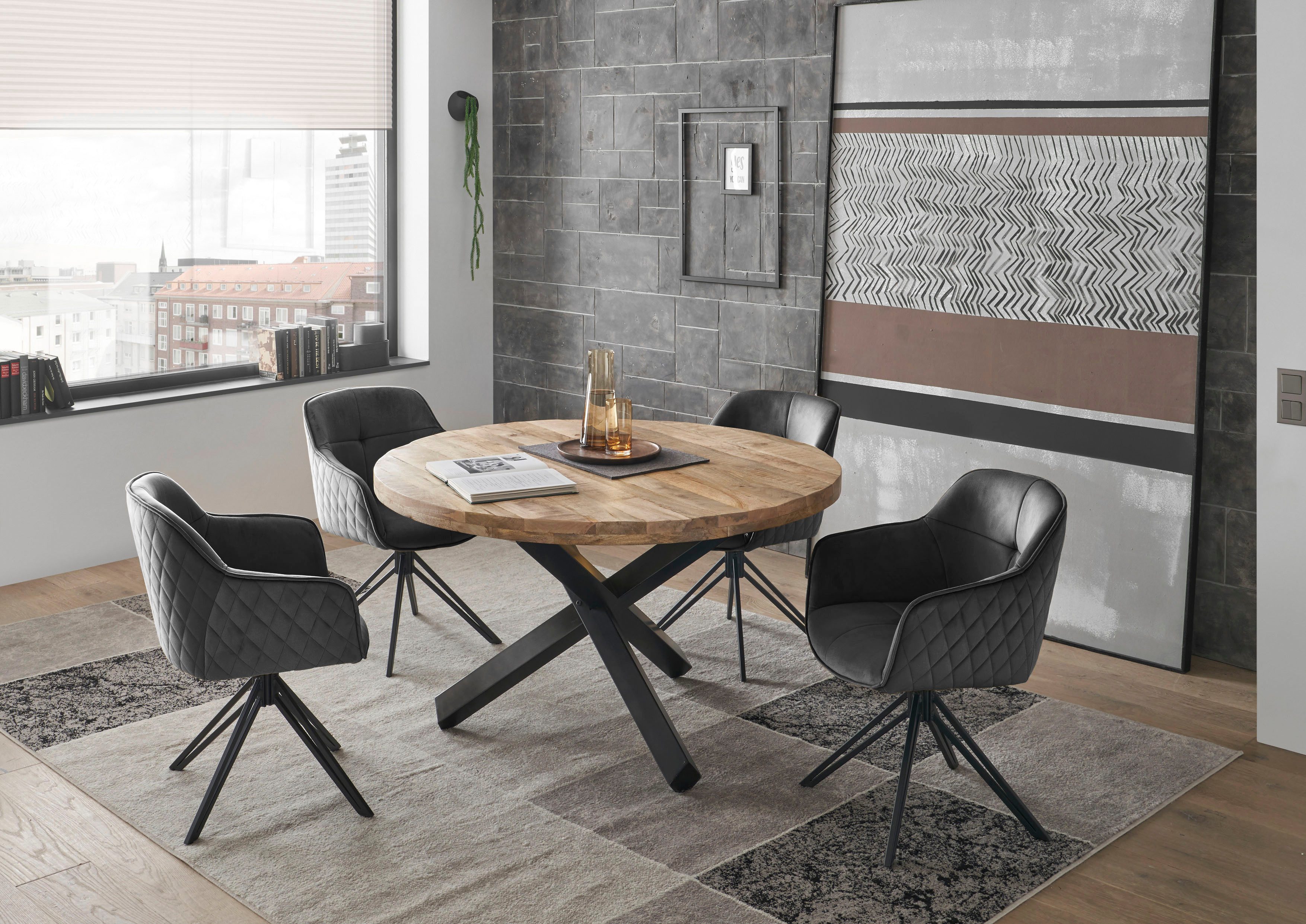 Stolkom Sp.z.o.o. Esstisch Ace, rund, Esstisch in Massivholz Mango