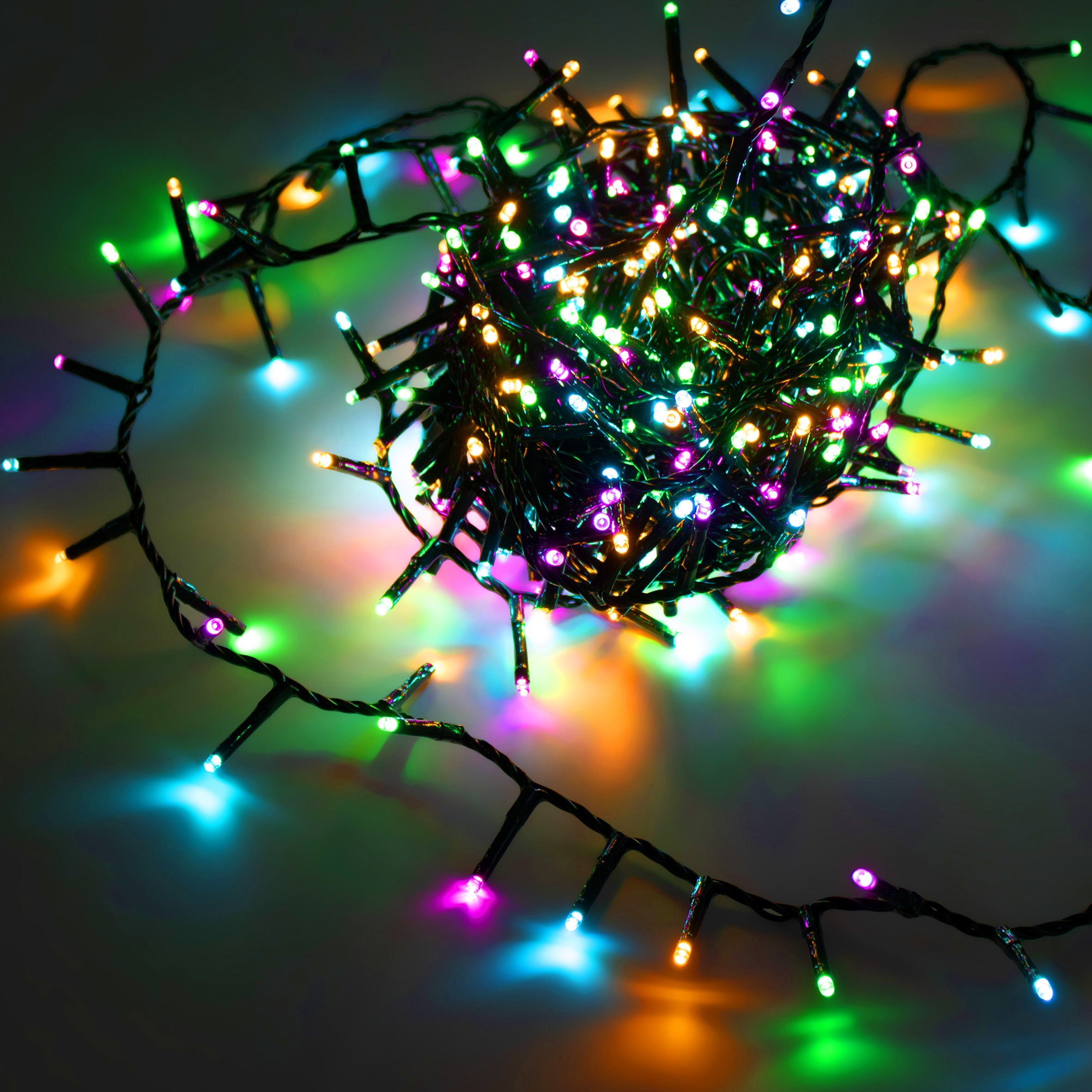 Spetebo LED-Lichterkette Lichterkette mit Timer und 8 Leuchtfunktionen - soft bunt, 120-flammig, mit 8 Leuchtfunktionen und Timer